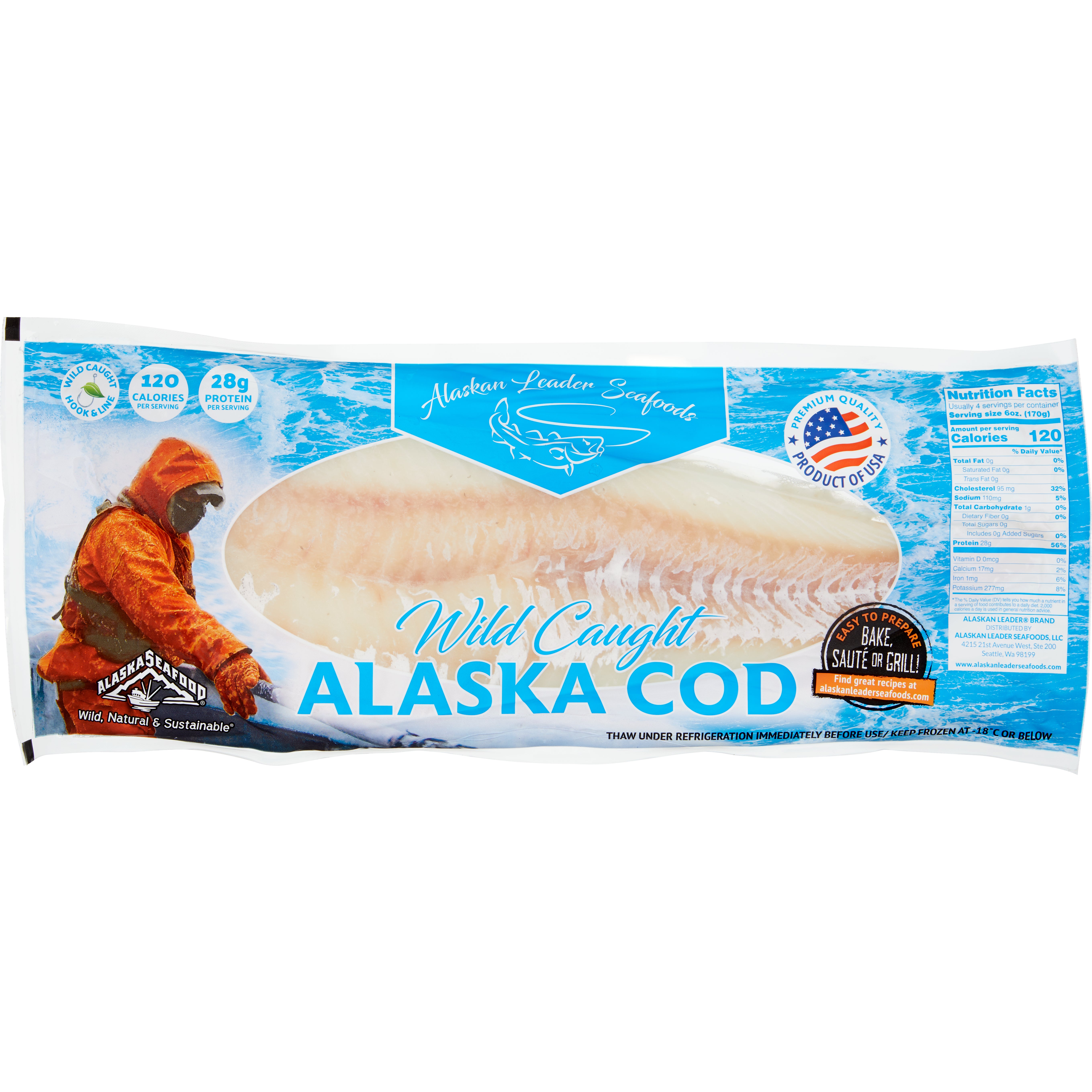 ALASKAN LEADER SEAFOOD COD FILLET PER LB (AVG 1.8 LB)