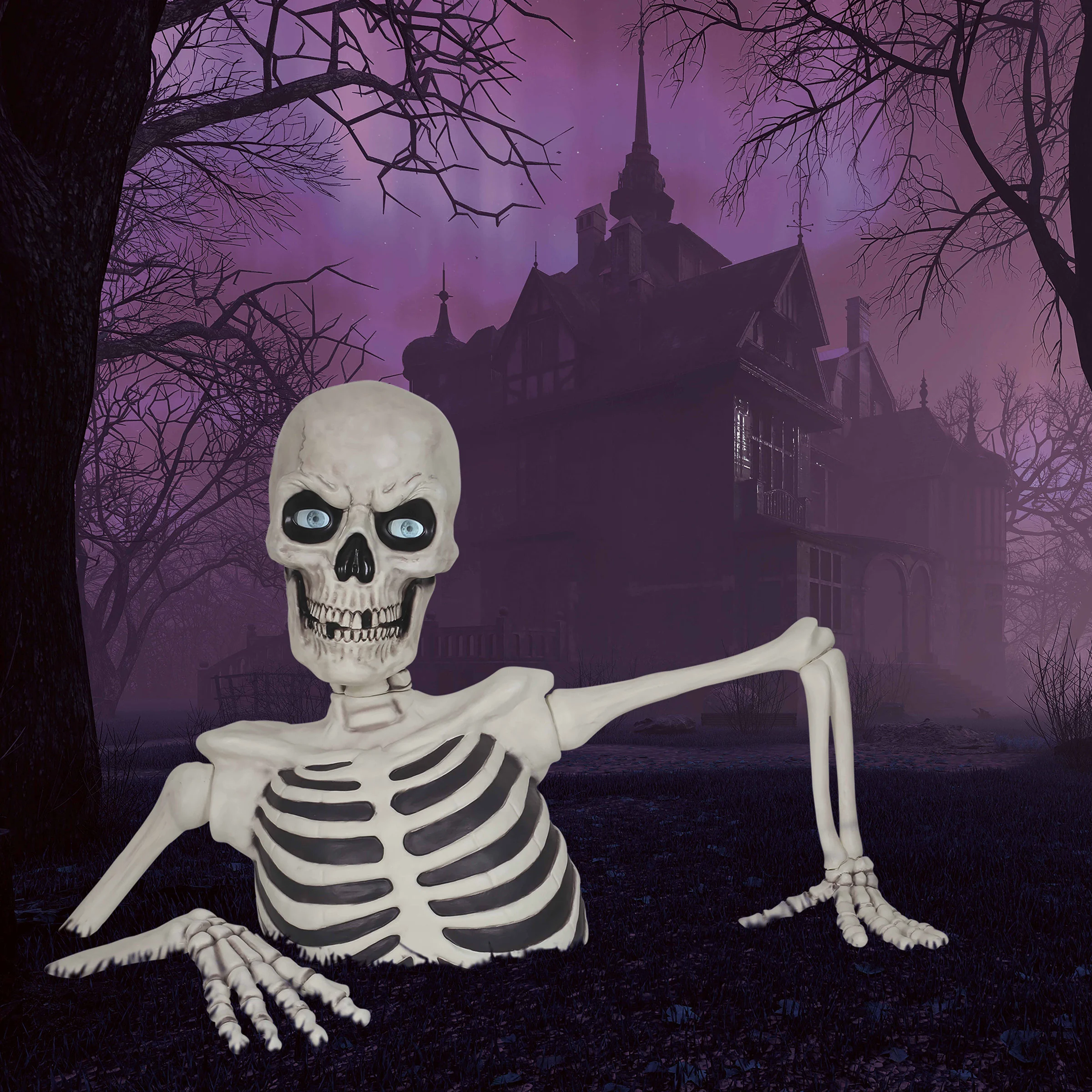 GIANT GROUND BREAKING SKELETON WITH LCD EYES AND SOUNDS