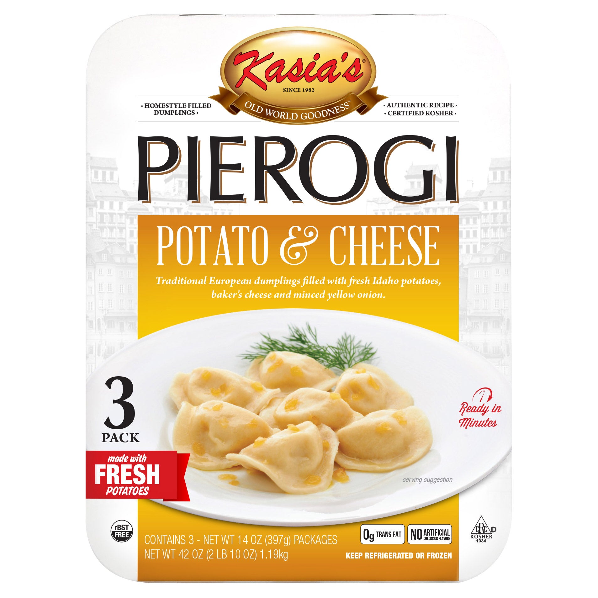 KASIA'S POTATO CHEESE PIEROGI 3/14 OUNCE PACKAGES
