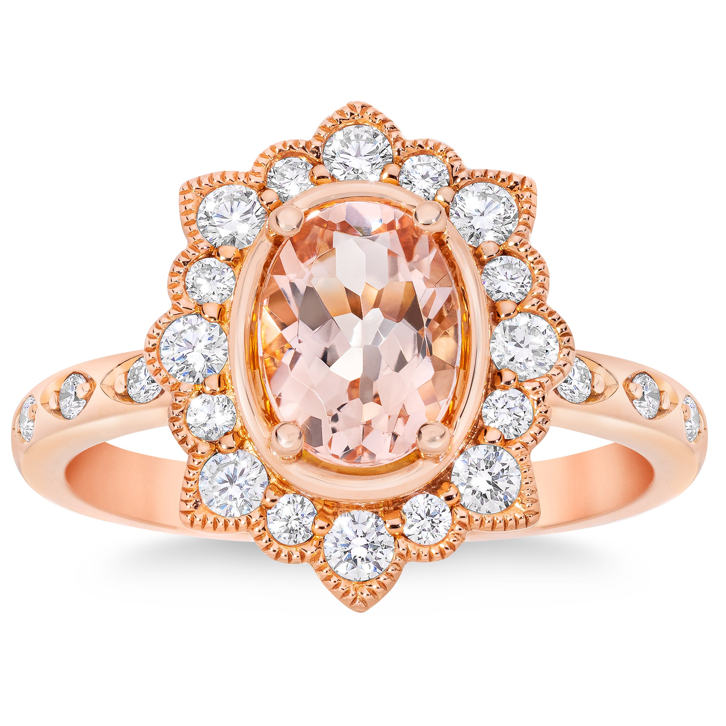 14KT ROSE GOLD .43CTW VS2, I DIAMOND AND MORGANITE RING - Image 1