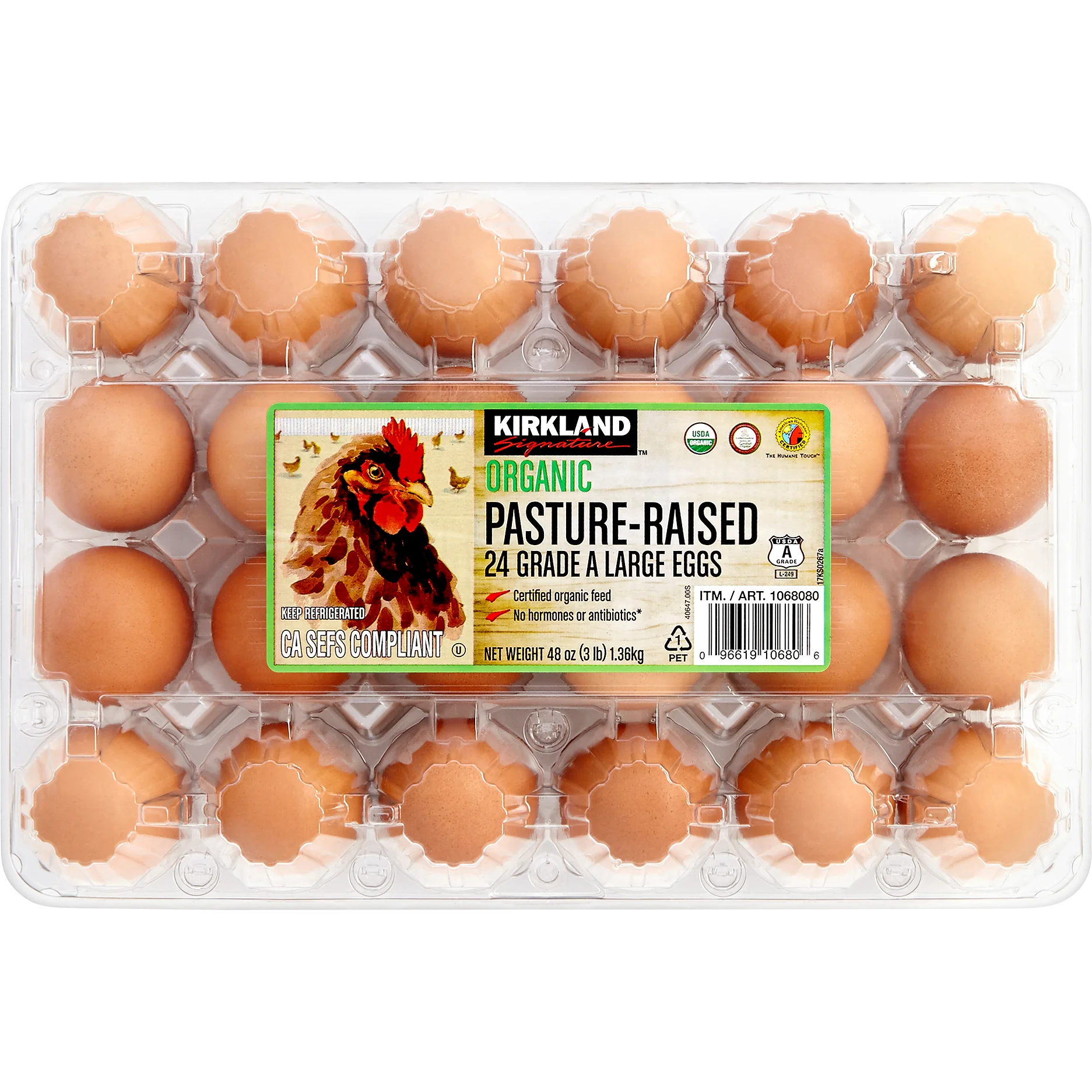 KIRKLAND SIGNATURE ORGANIC PASTURE RAISED EGG 24CT LARGE GRADE A