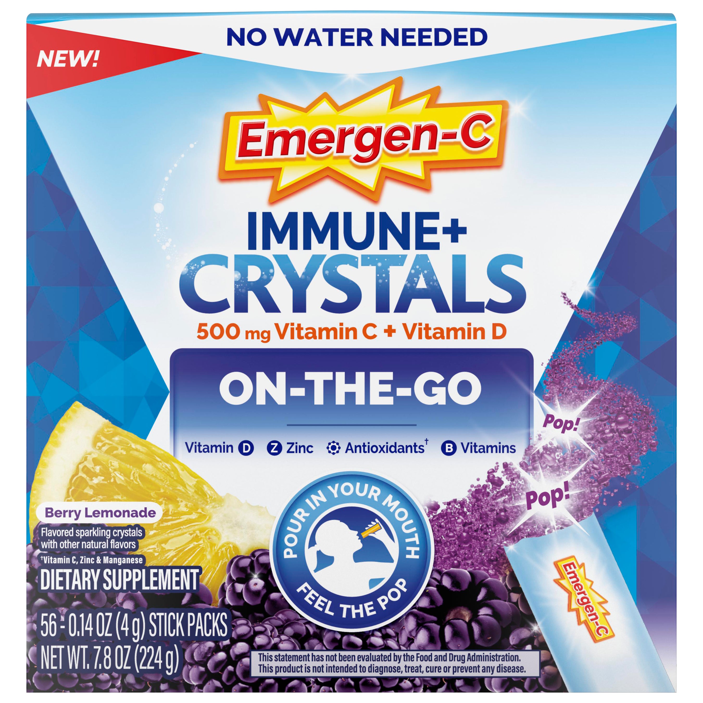 EMERGEN-C IMMUNE+ CRYSTALS BERRY LEMONADE 56CT - Image 1