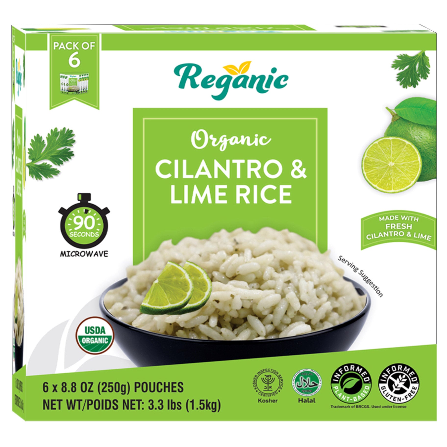 ORGANIC REGANIC CILANTRO LIME RICE 6 PACK 8.8 OUNCES EACH