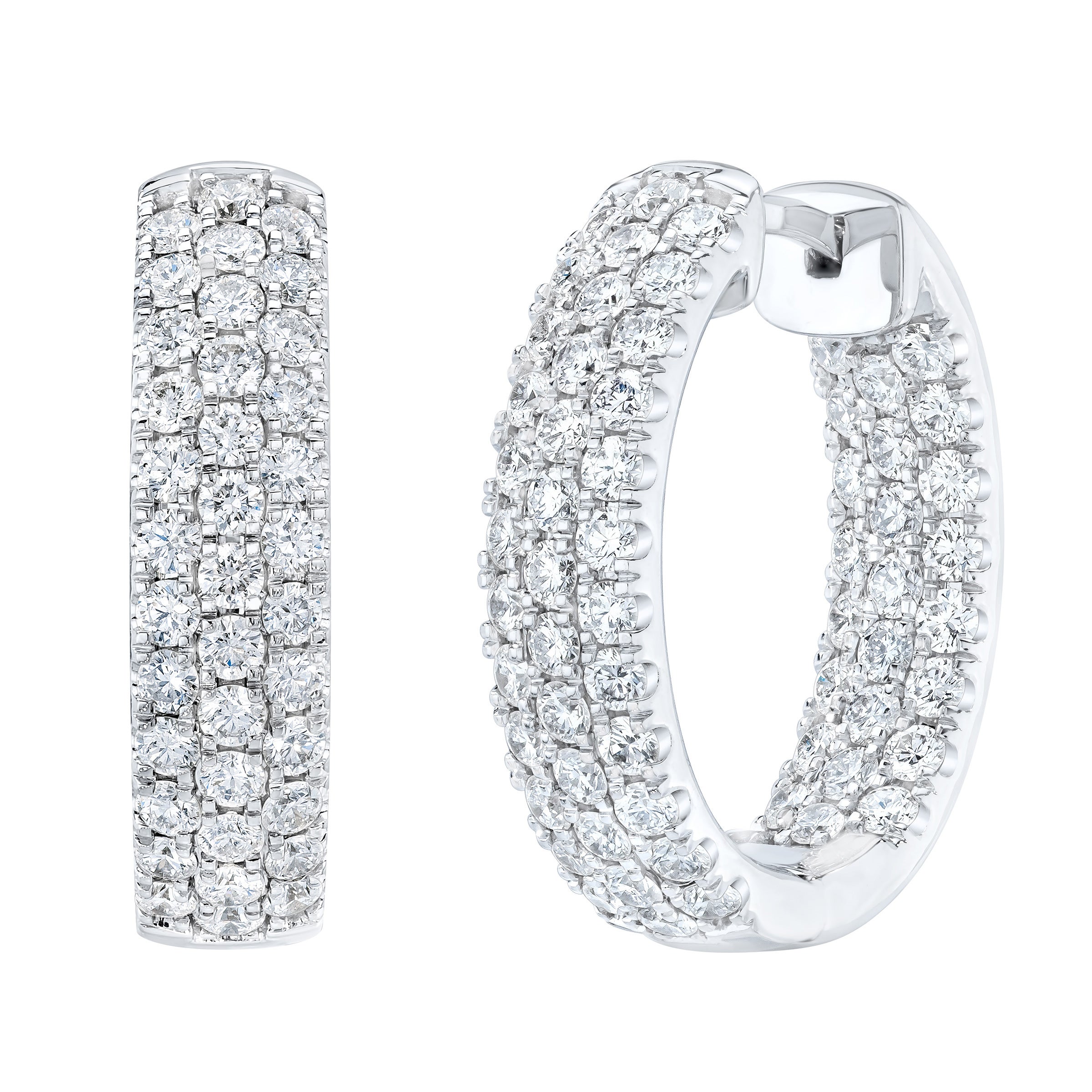 14KT WHITE GOLD VS2 I 2.00CTW ROUND DIAMOND HOOP EARRINGS - Image 1