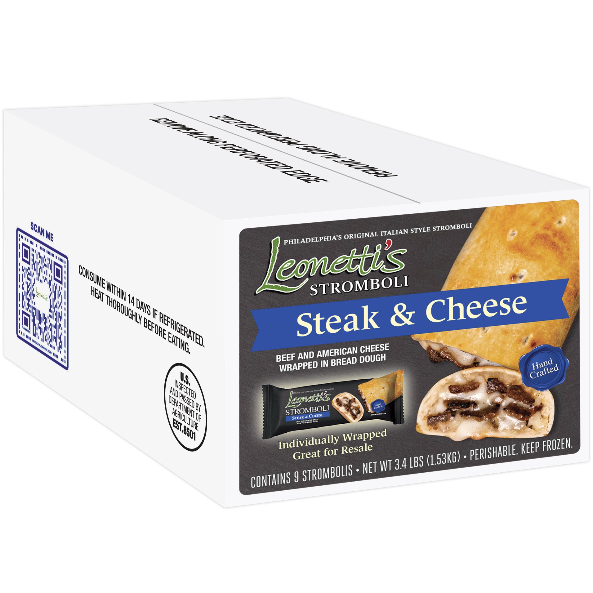 LEONETTI'S STEAK W/CHEESE STROMBOLI 9/6 OZ