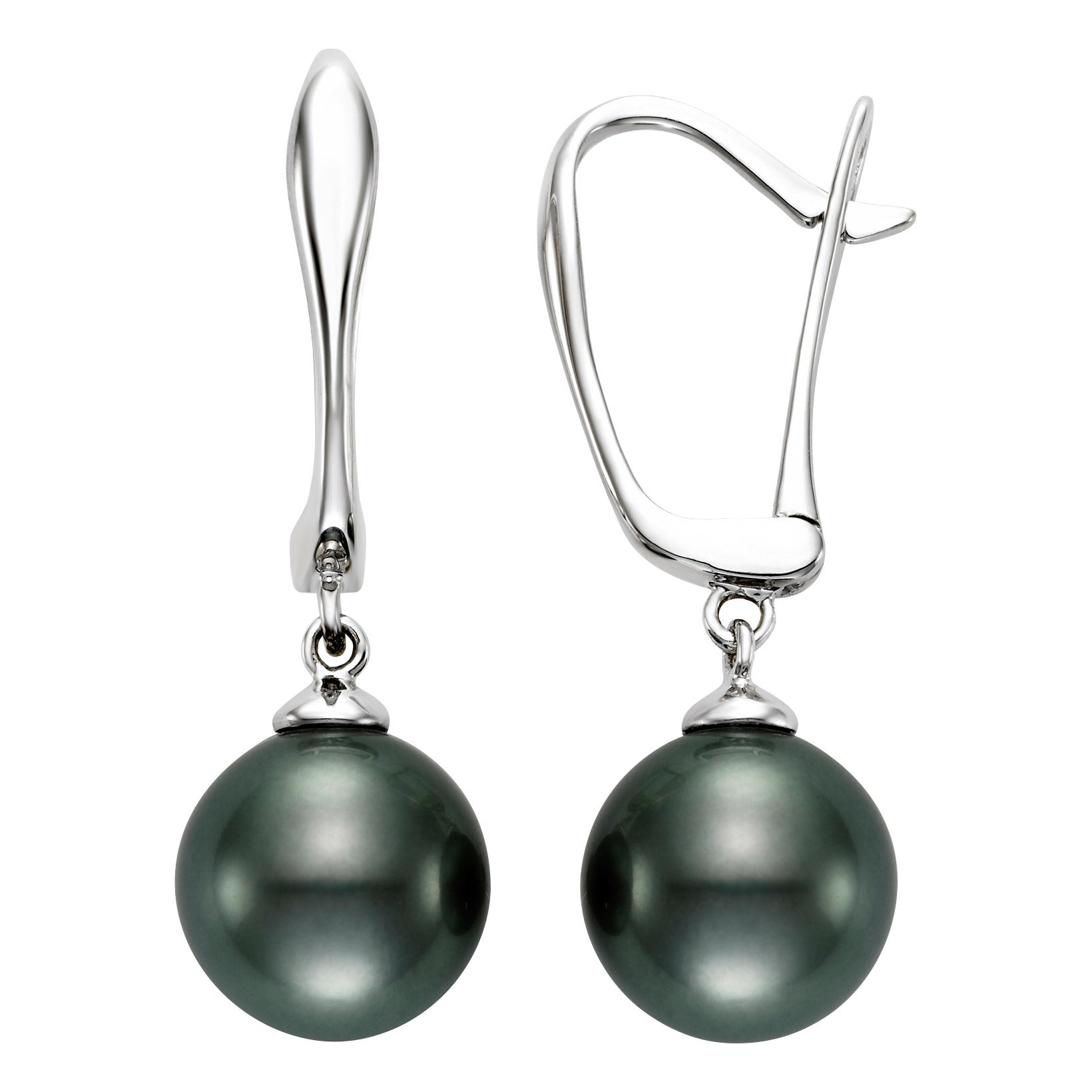 14KT GOLD 9-10MM TAHITIAN CULTURED PEARL DROP EARRINGS - Image 1