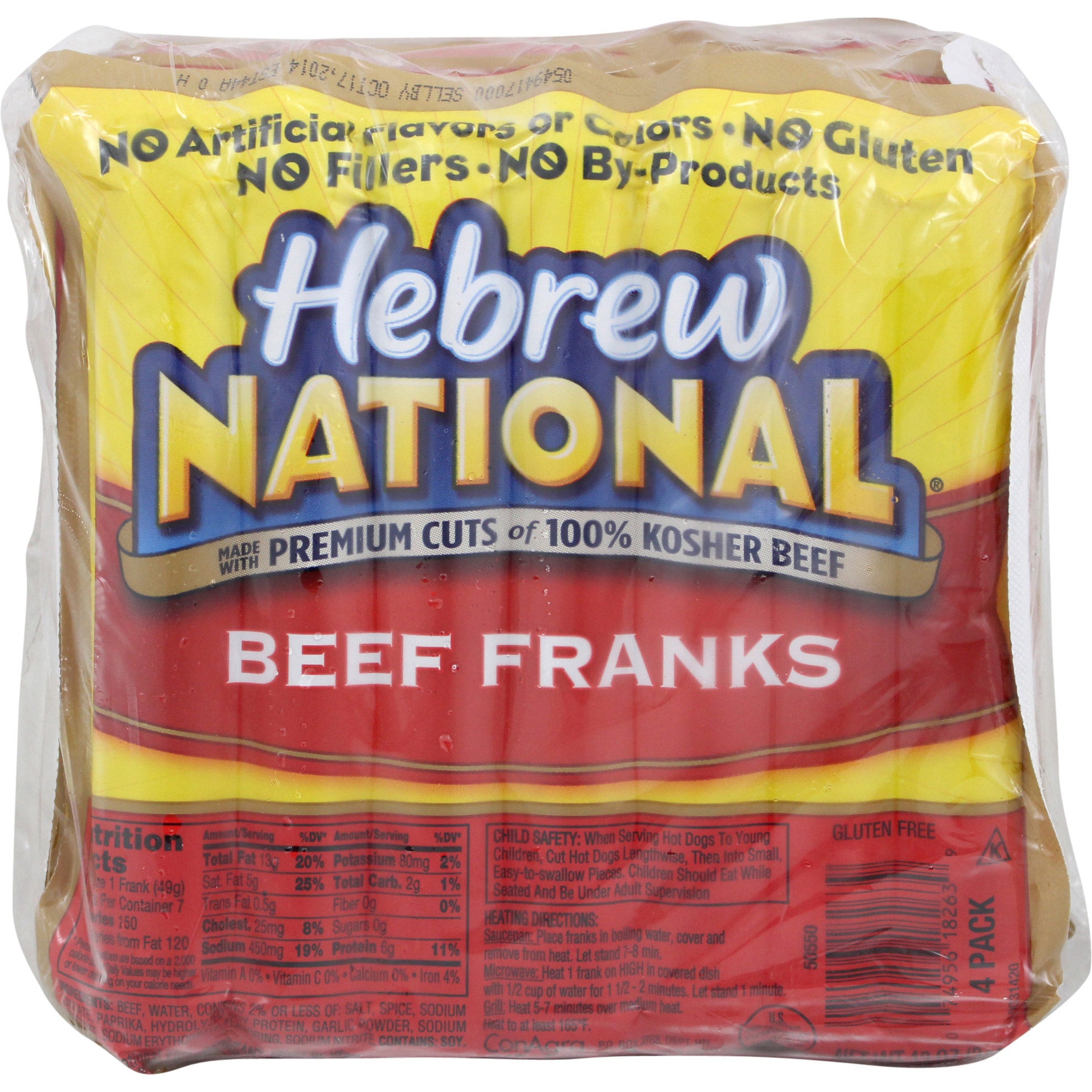 HEBREW NATIONAL BEEF FRANKS 4 PACK 12 OUNCES EACH