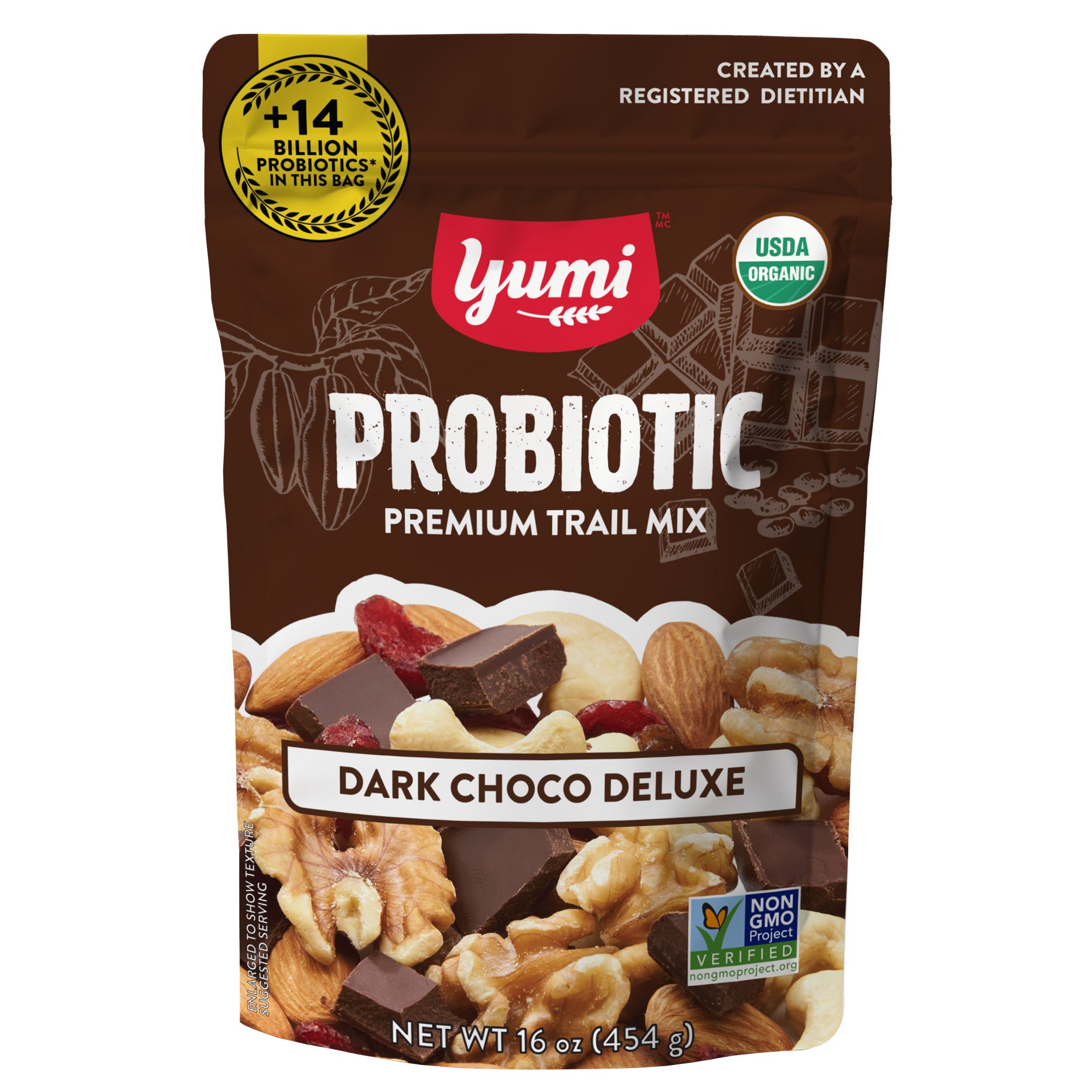 YUMI ORGANIC PROBIOTIC TRAIL MIX DARK CHOCOLATE 16 OZ - Image 1