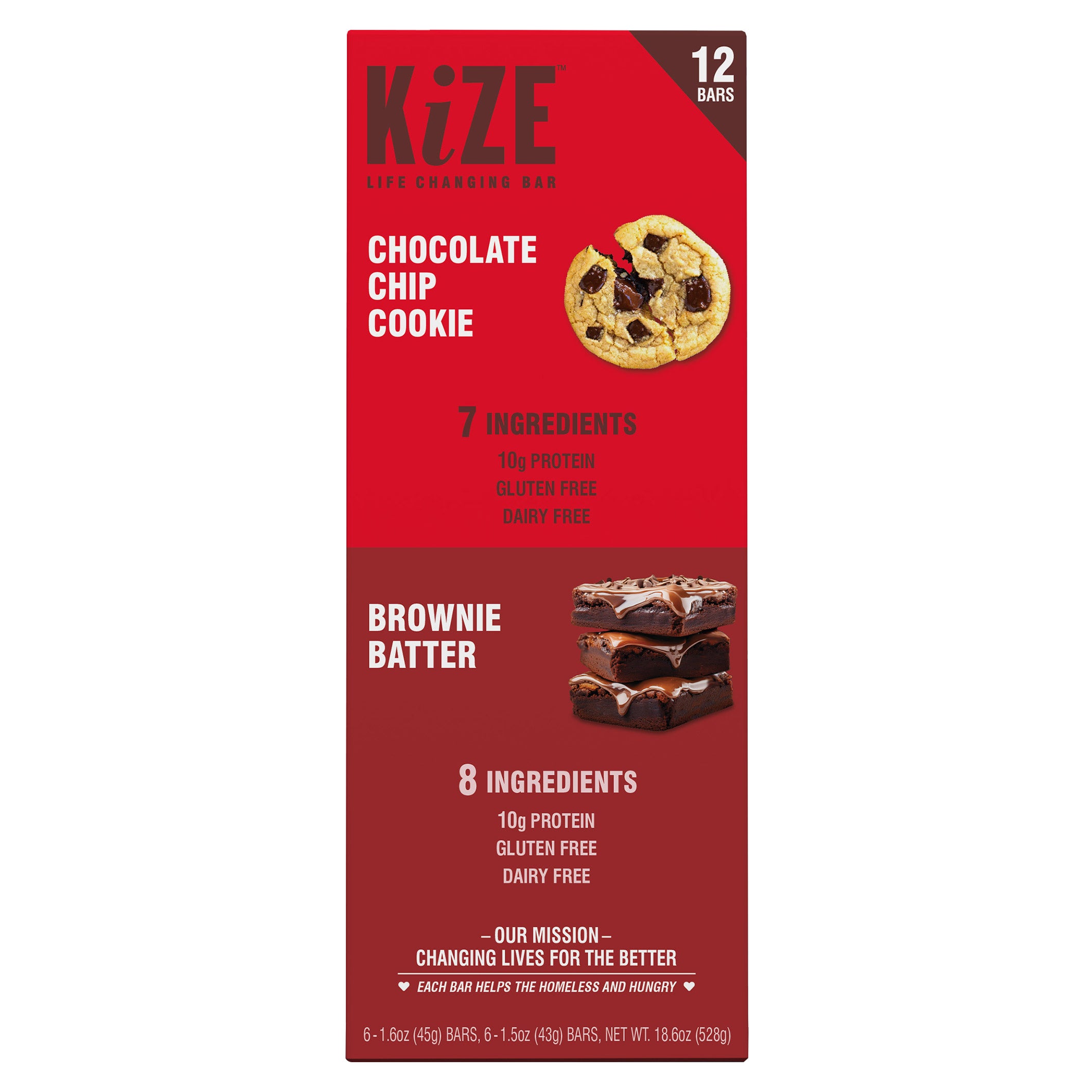 KIZE VARIETY PACK BROWNIE AND CHOC CHIP 12 CT