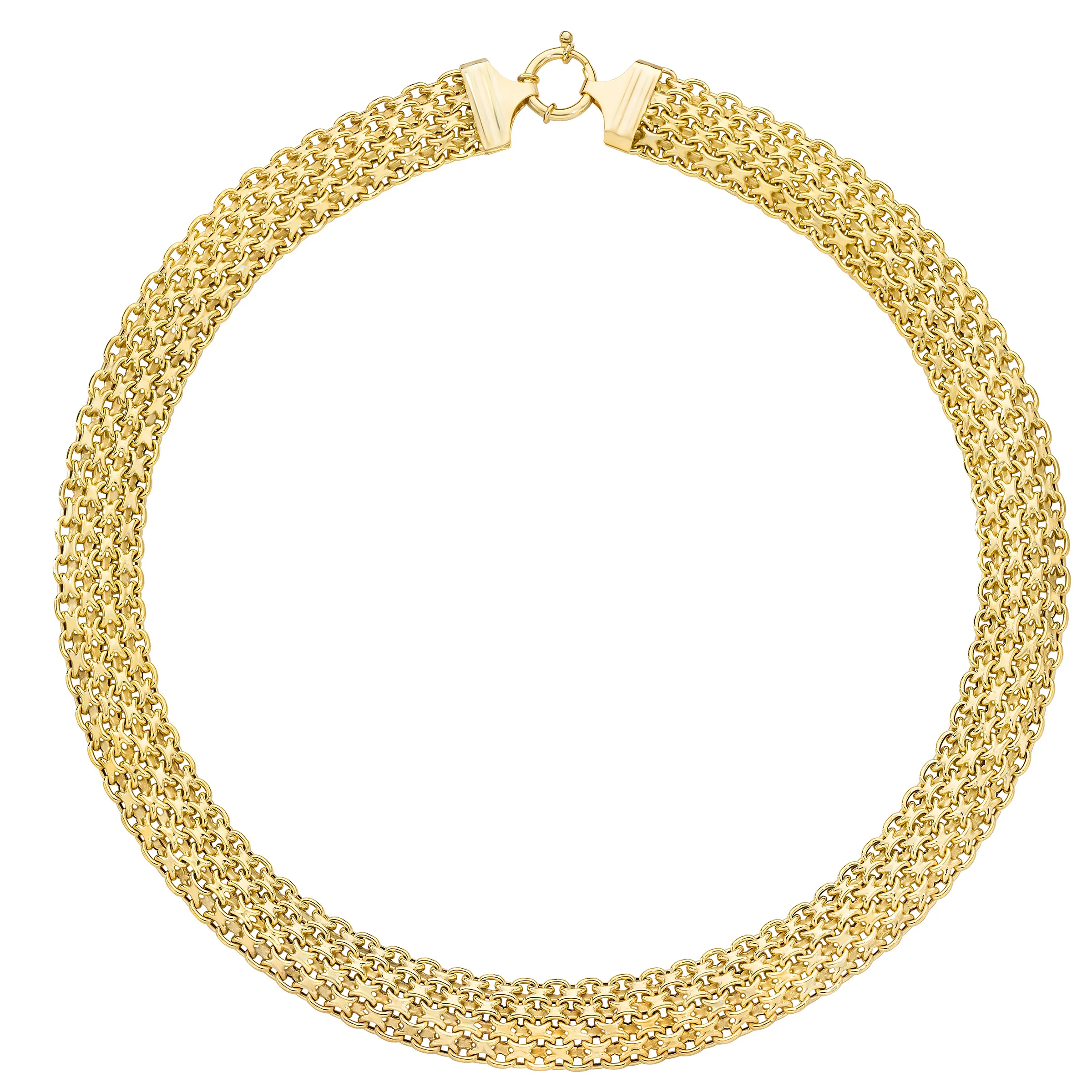 14KT YELLOW GOLD FIVE ROW NECKLACE MADE IN ITALY - Image 1