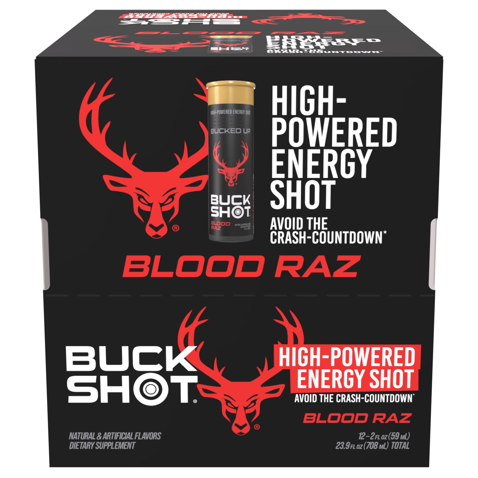 BUCK SHOTS BLOOD RAZ 12/2 FL OZ