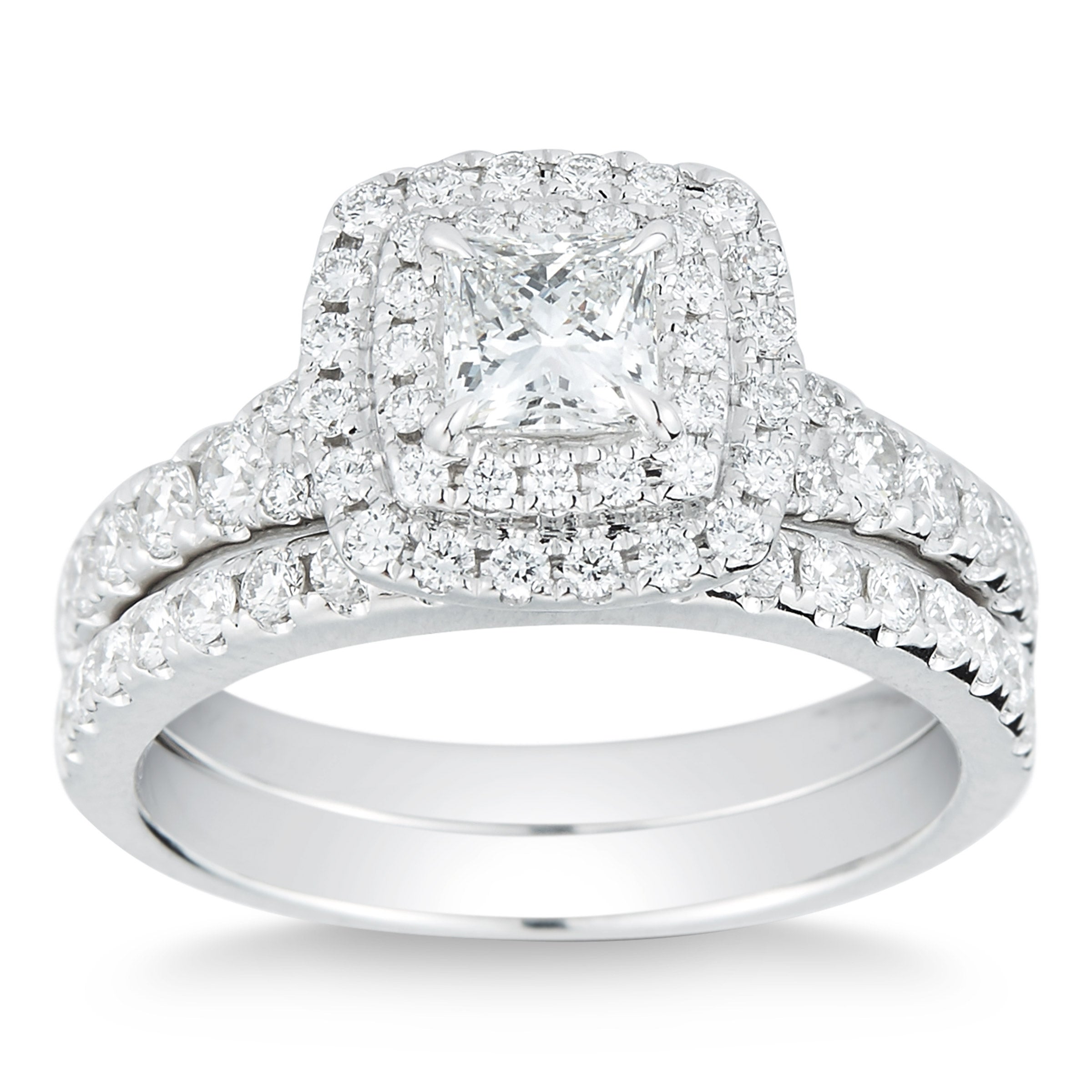 14KT WHITE GOLD VS2 I 1.45CTW PRINCESS CUT DIAMOND RING (0.50CTR)