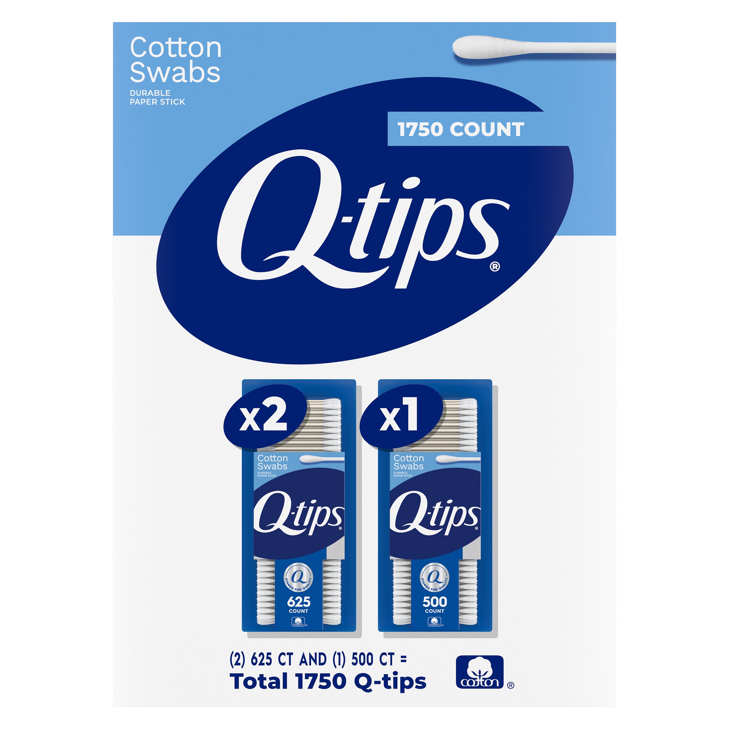 Q-TIPS COTTON SWABS 2-625/1-500 COUNT - Image 1