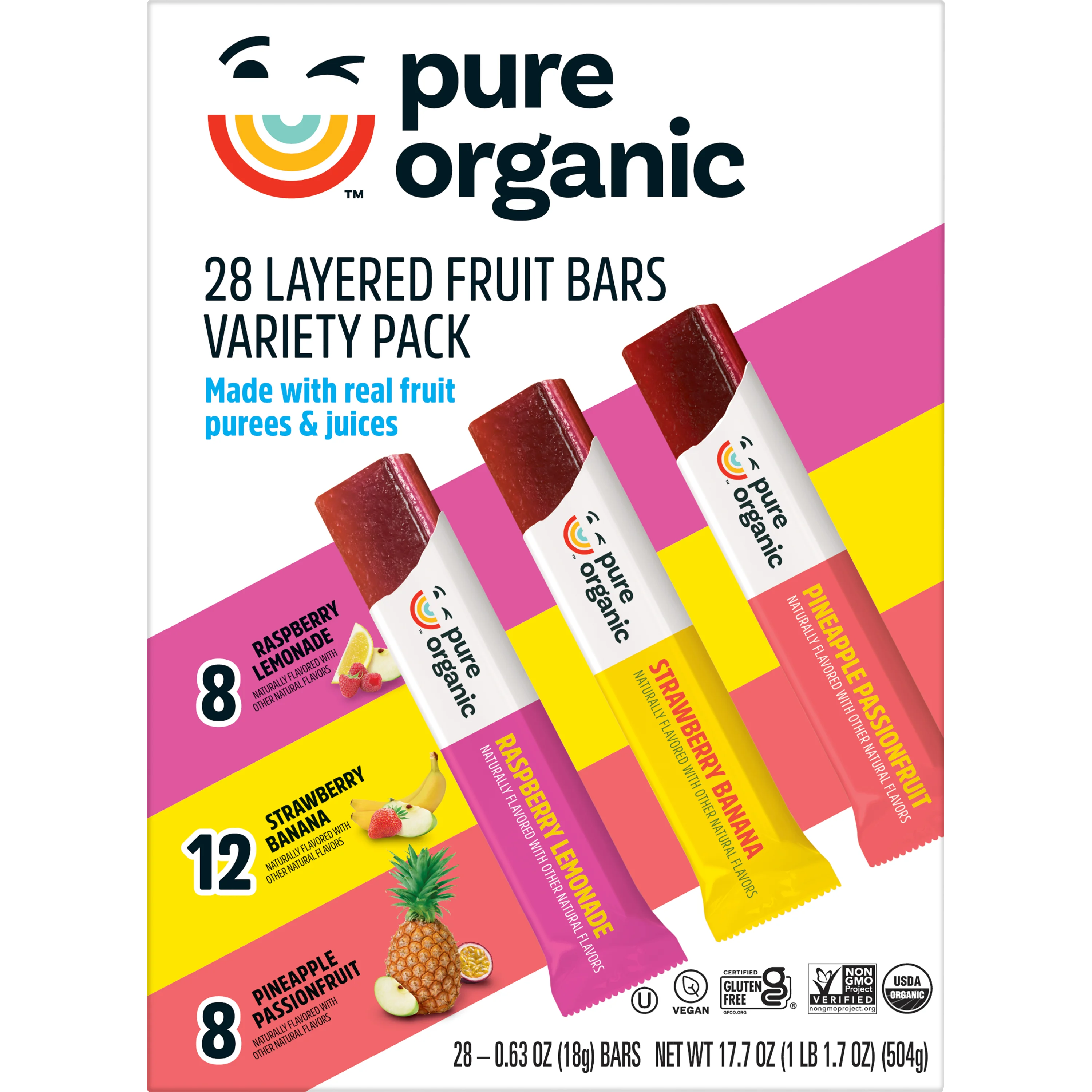 PURE ORGANIC LAYERED FRUIT BAR 28 PACK .63 OUNCES EA - Image 1