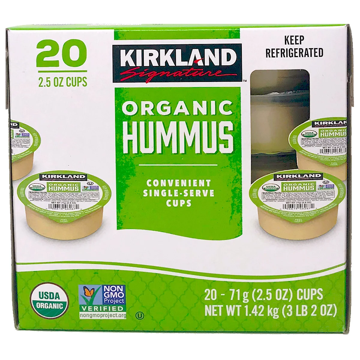 KIRKLAND SIGNATURE ORGANIC HUMMUS SINGLES 20/2.5 OUNCE PACKAGES - Image 1