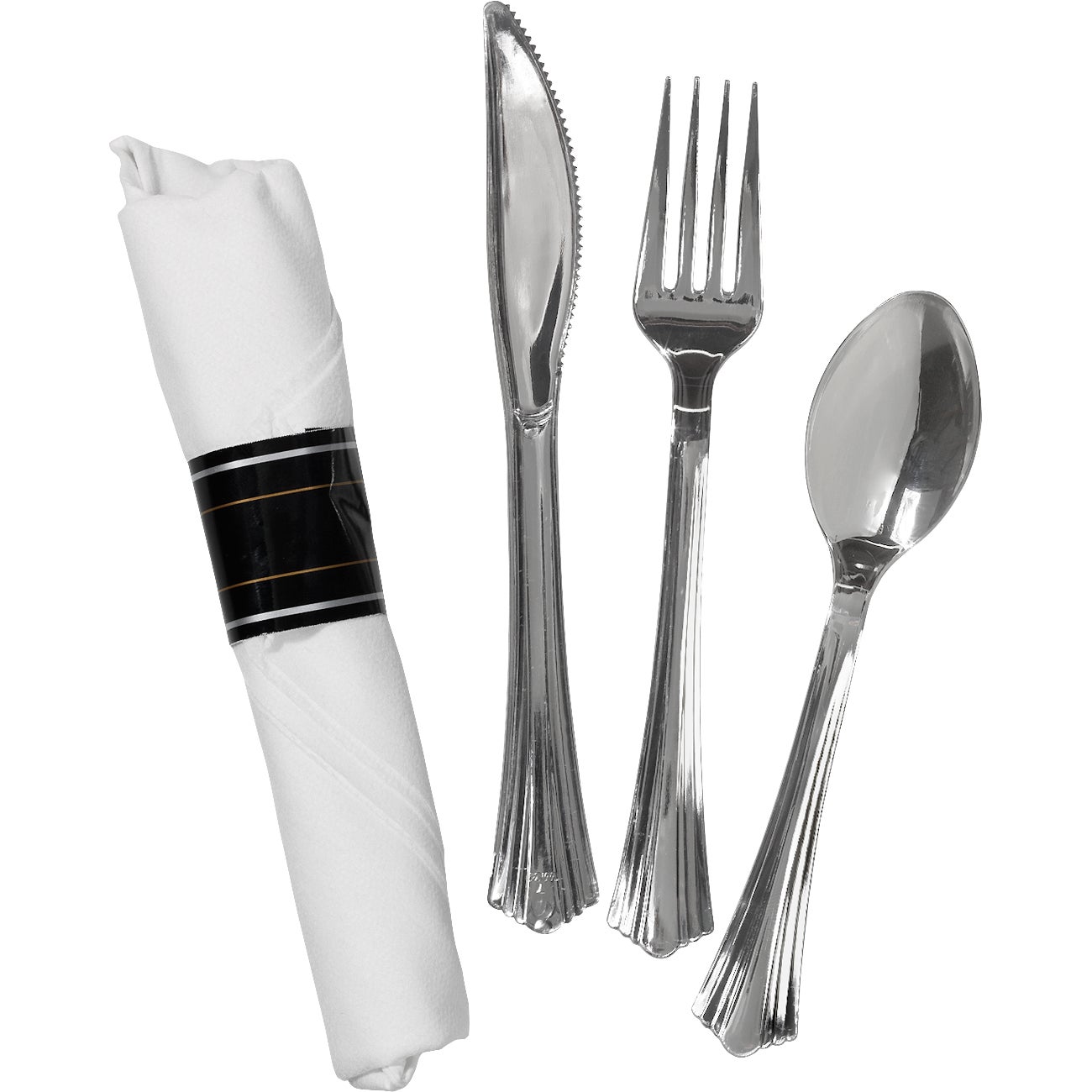 REFLECTIONS PLASTIC CUTLERY KIT SILVER 3 PC/30 CT - Image 1