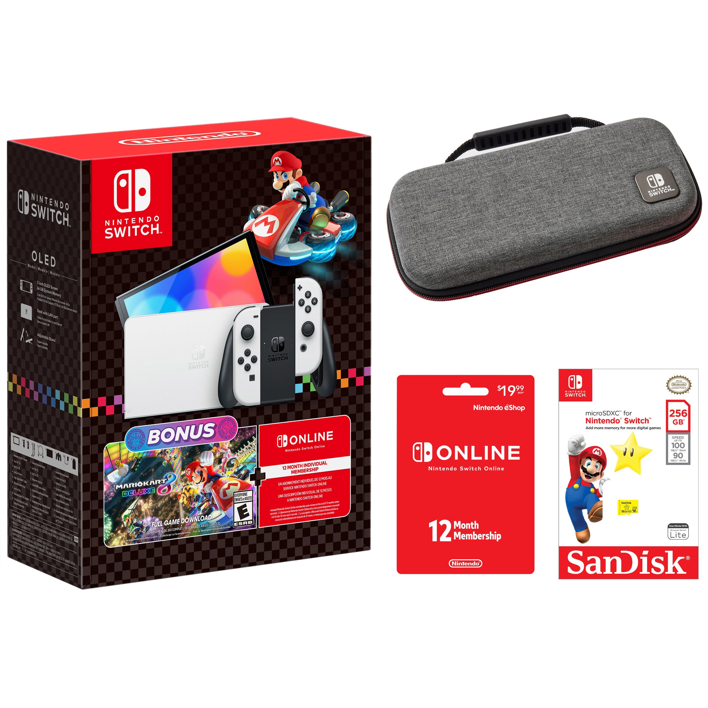 NINTENDO SWITCH OLED + MARIOKART 8 DELUXE BUNDLE