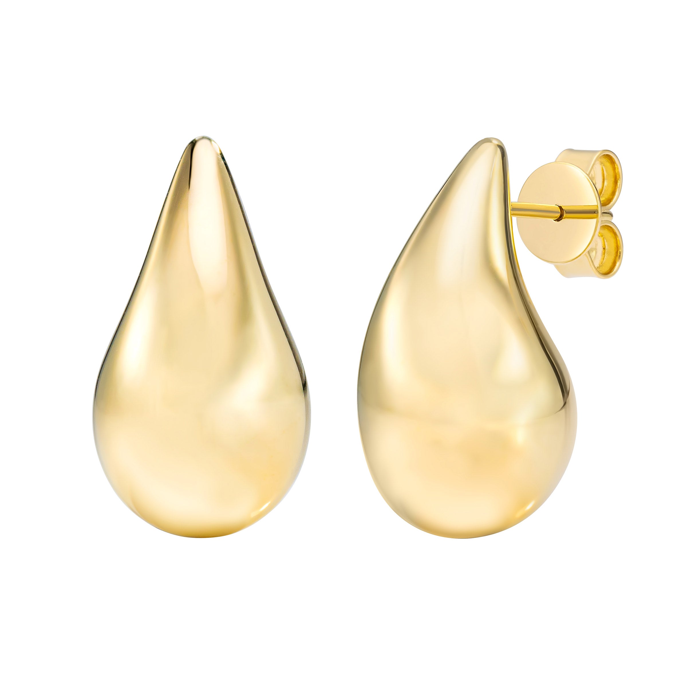 14KT YELLOW GOLD TEARDROP STUD EARRINGS - Image 1