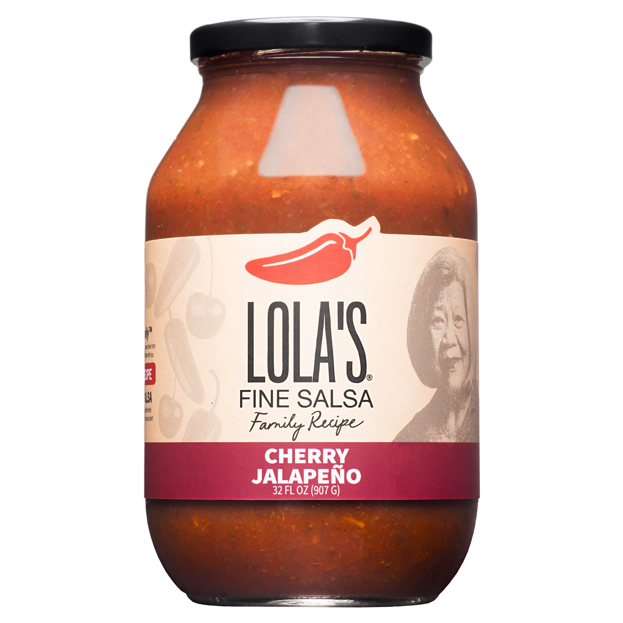 LOLA'S FINE SAUCES CHERRY JALAPENO SALSA 32 OZ.