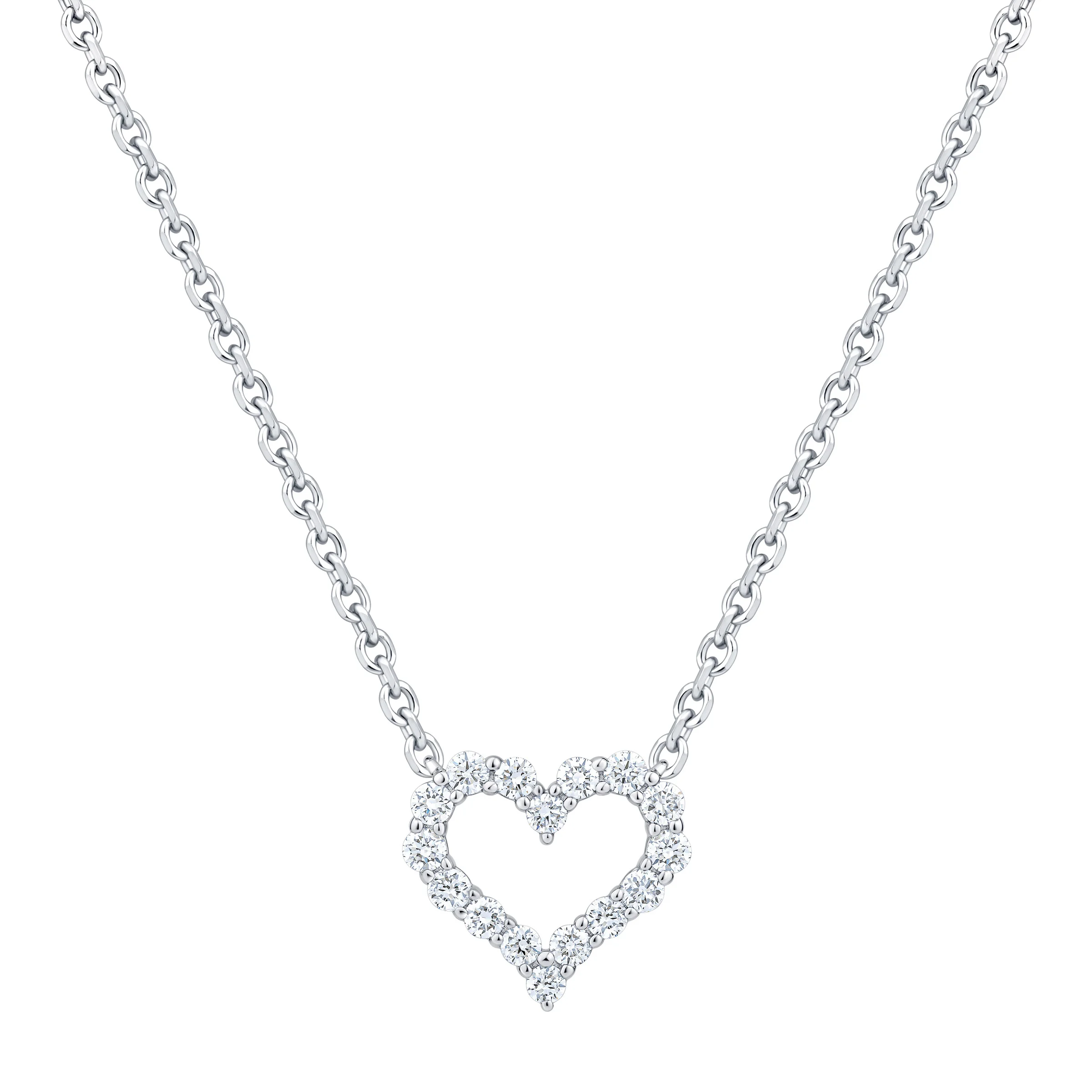 14KT WHITE GOLD VS2 I 0.25CTW ROUND DIAMOND HEART NECKLACE