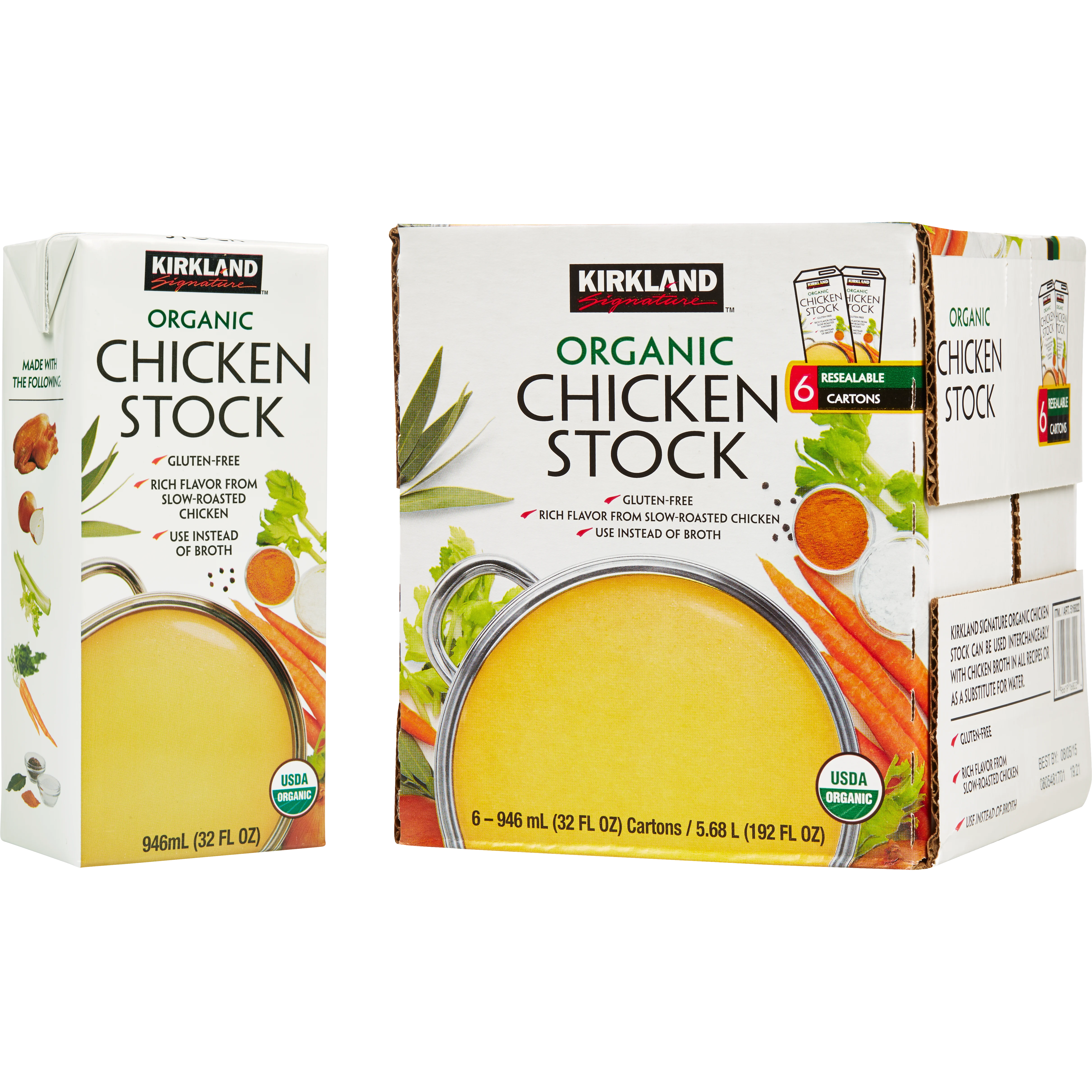 KIRKLAND SIGNATURE ORGANIC CHICKEN STOCK 6/32 OZ - Image 1