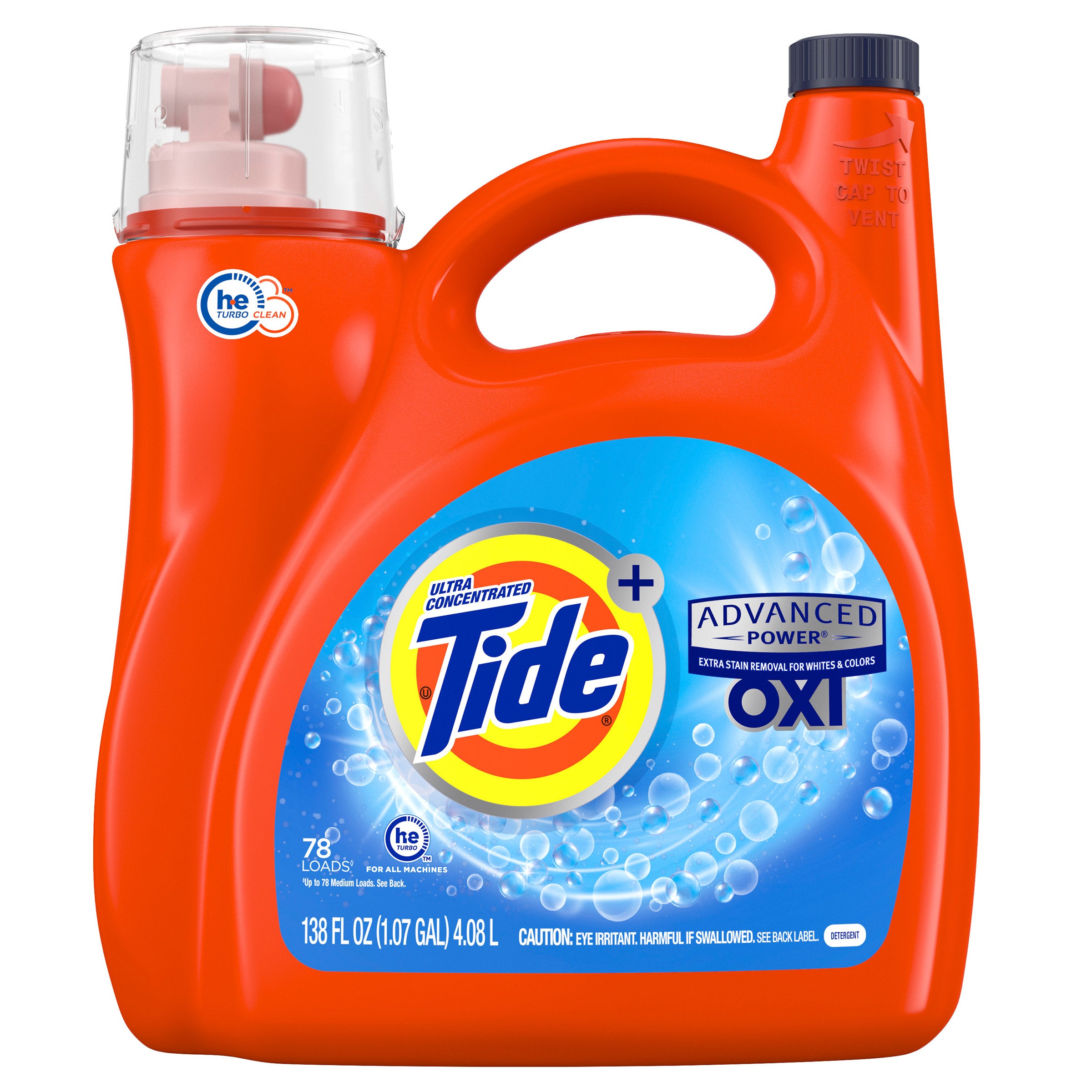 TIDE ADVANCED POWER HIGH EFFICIENCY W/ OXI 138 OUNCES 78 LOADS - Image 1