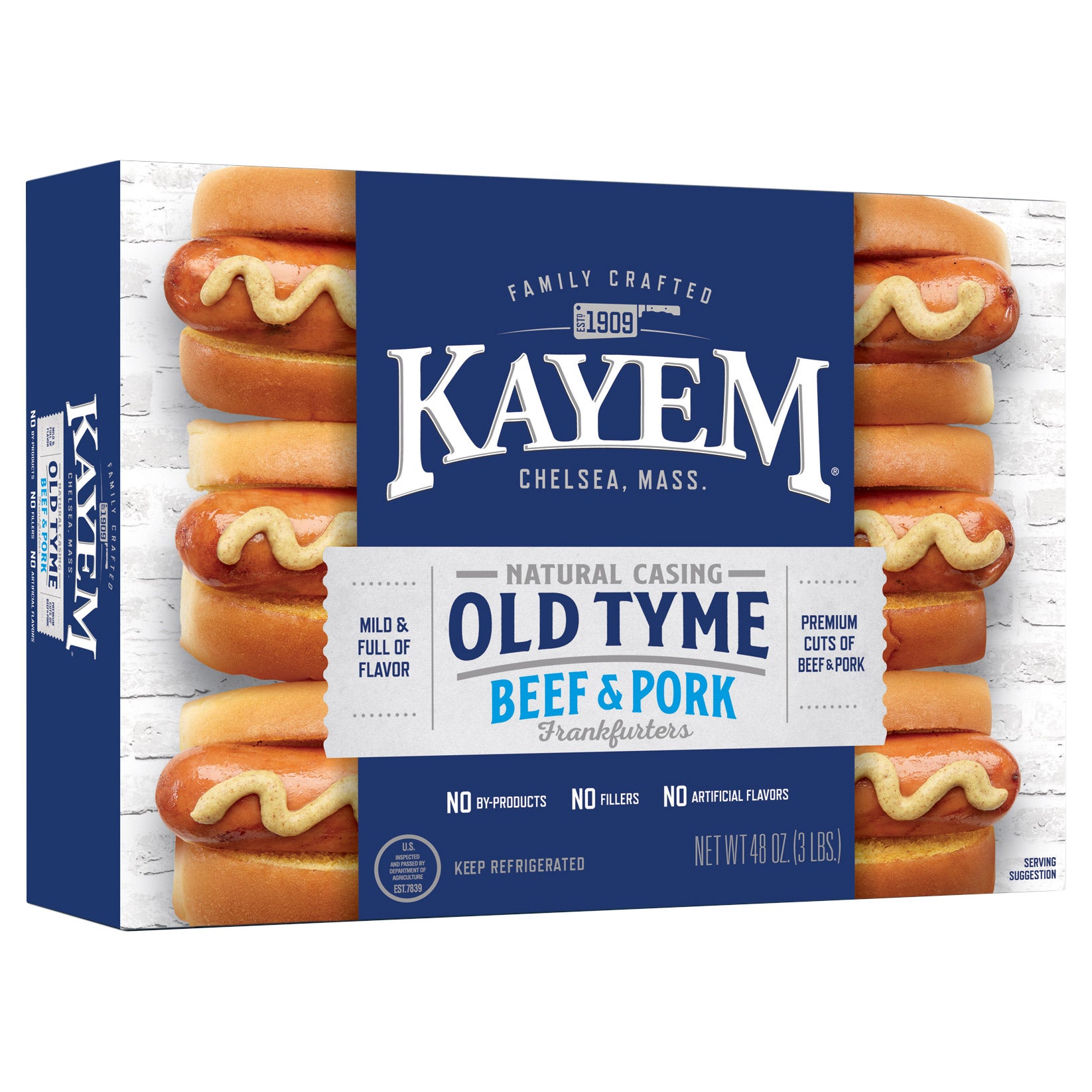 KAYEM OLD TYME NATURAL CASING FRANKS 48 OZ (3 LBS)
