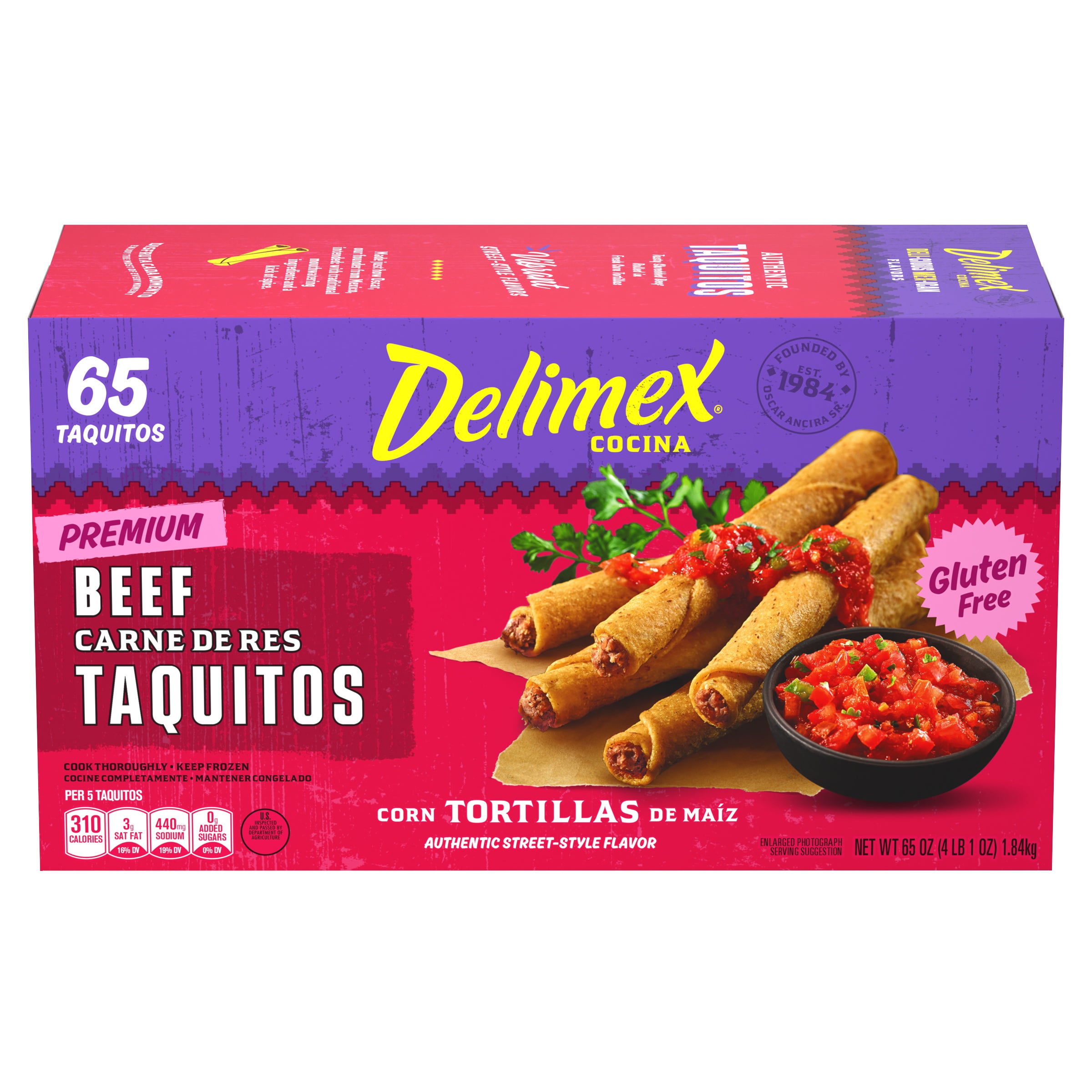 DELIMEX BEEF TAQUITOS 65 CT