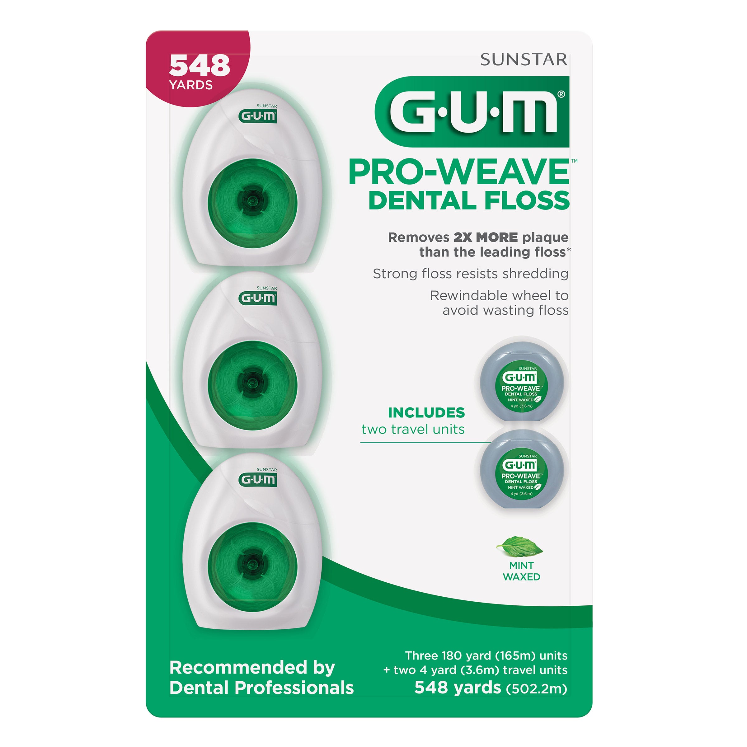 GUM PRO-WEAVE DENTAL FLOSS 548 TOTAL YARDS - Image 1
