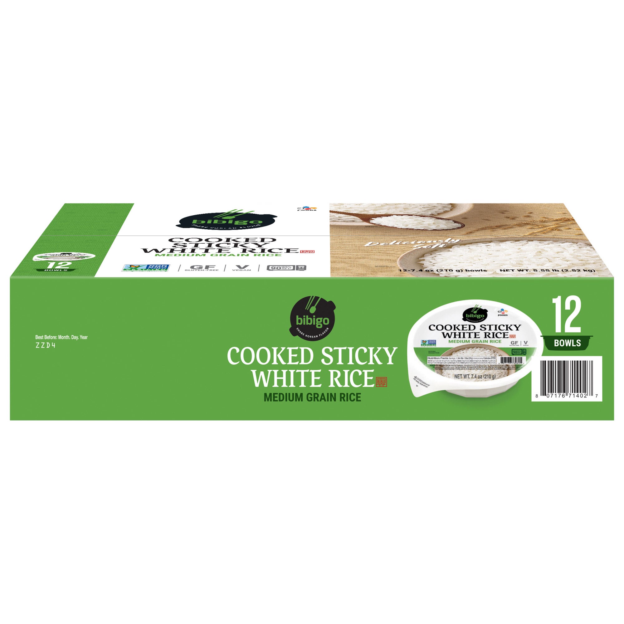 BIBIGO STICKY WHITE RICE 12/7.4 OZ - Image 1