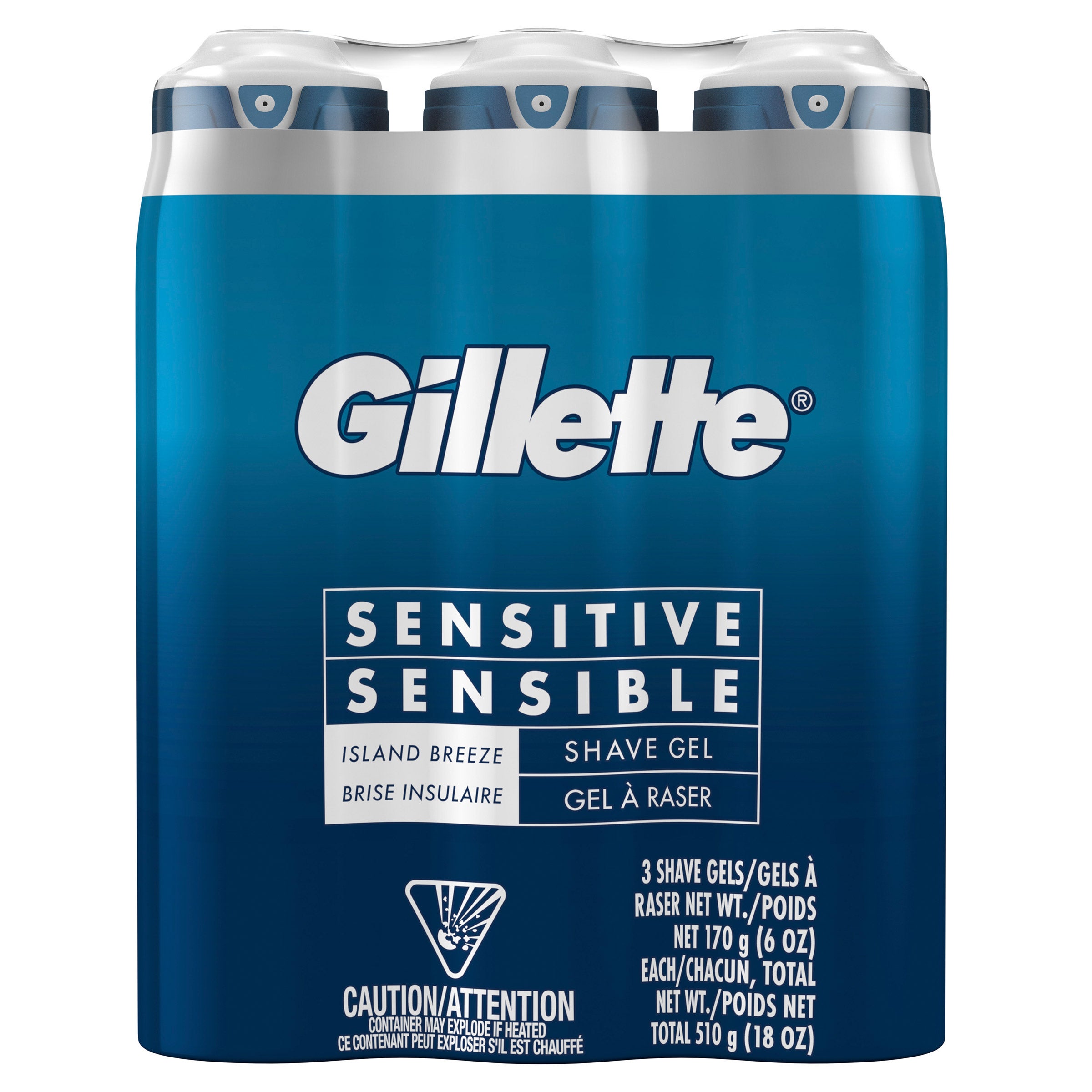 GILLETTE SENSITIVE SHAVE GEL 6.0 OZ / 3-PACK