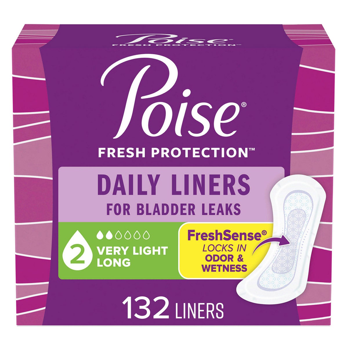 POISE FRESH PROTECTION DAILY LINERS VERY LIGHT-LONG 132 CT