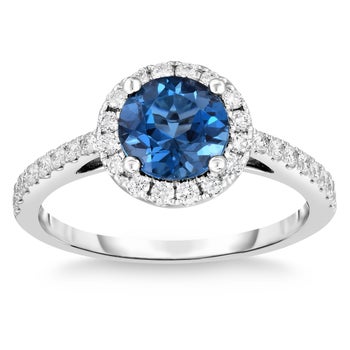14KT WHITE GOLD SIZE 8 .33CTW VS2 I DIAMOND & LONDON BLUE TOPAZ RING