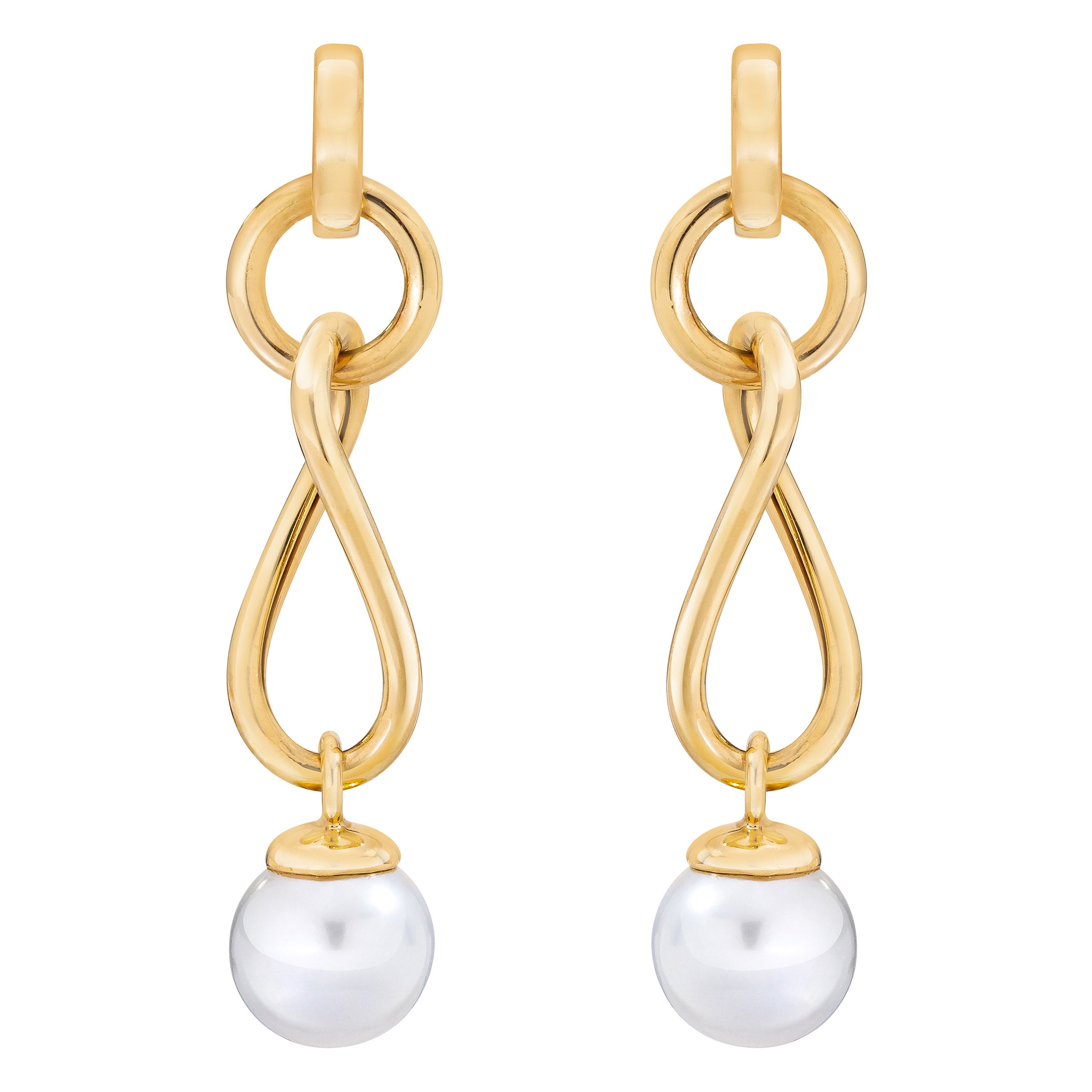 14KT YELLOW GOLD FRESHWATER CULTURED PEARL 9-9.5MM EARRINGS - Image 1