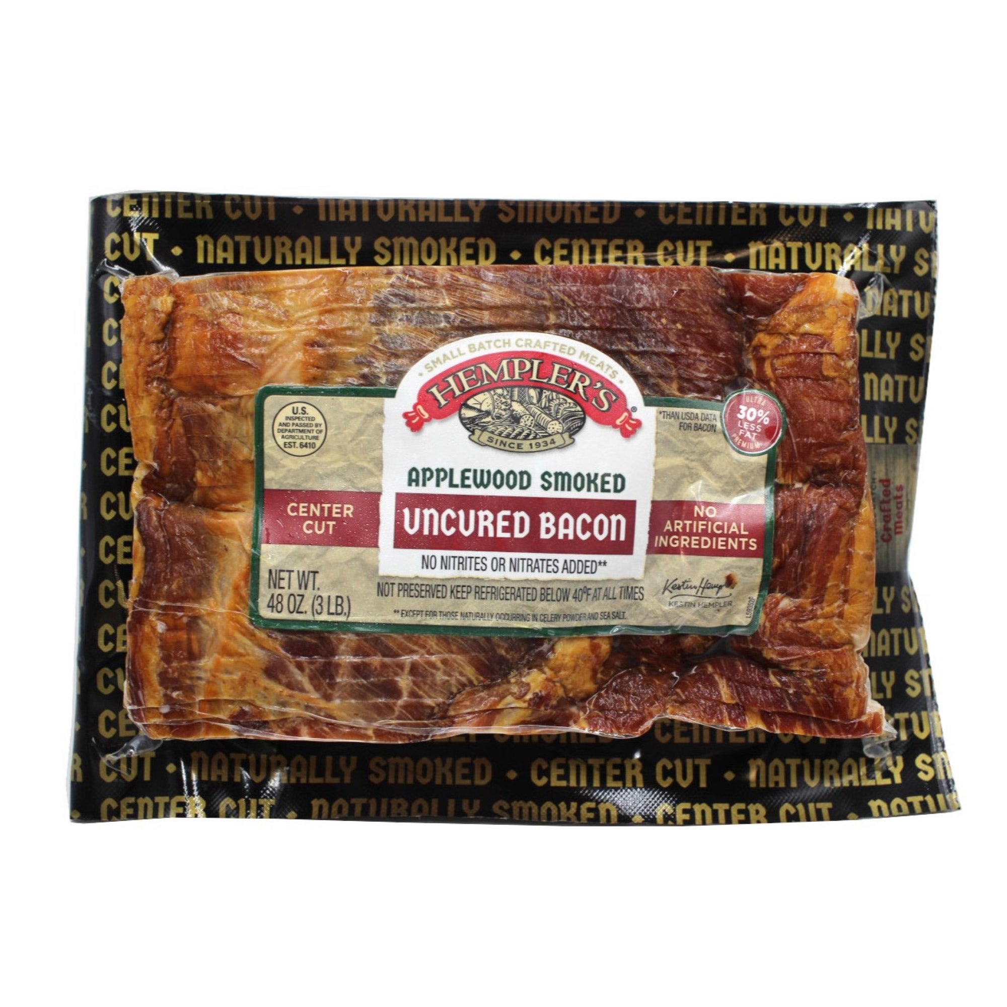 HEMPLER'S UNCURED APPLEWOOD SMOKED BACON 2 PACK 1.5 POUNDS EACH