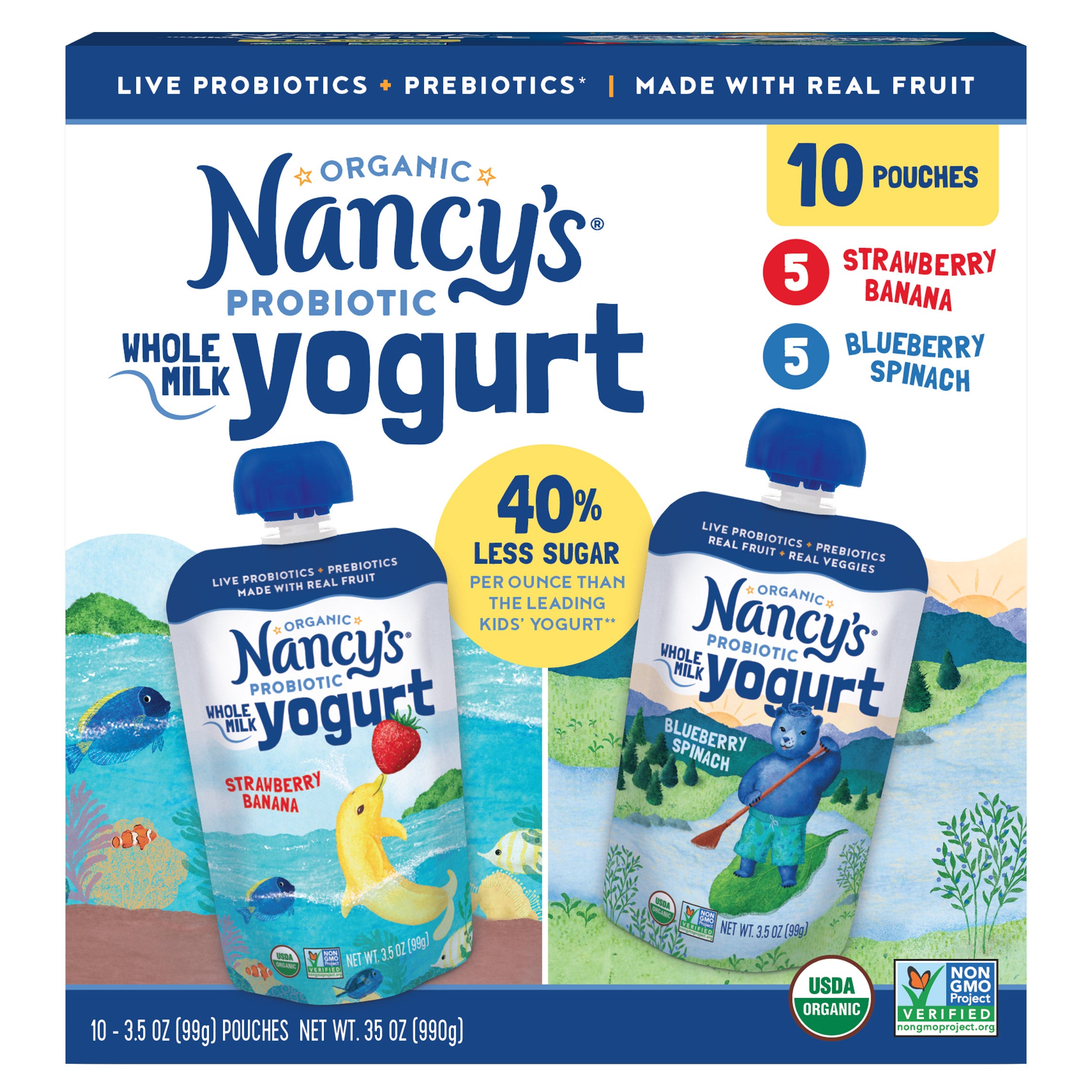 NANCY'S ORGANIC PROBIOTIC YOGURT POUCH 10/3.5 OZ