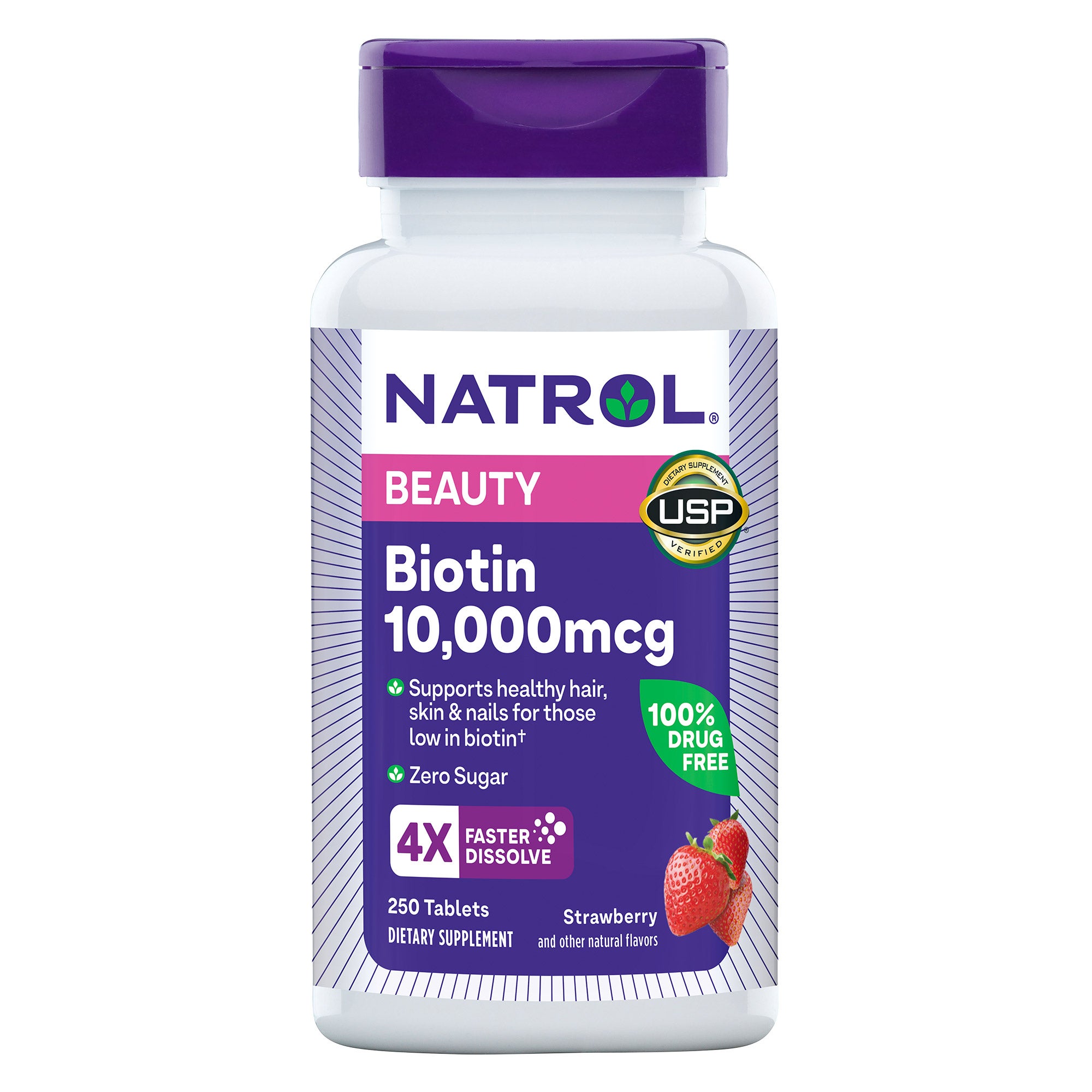 NATROL BIOTIN 10000MCG FAST-DISSOLVE 250 TABLETS - Image 1