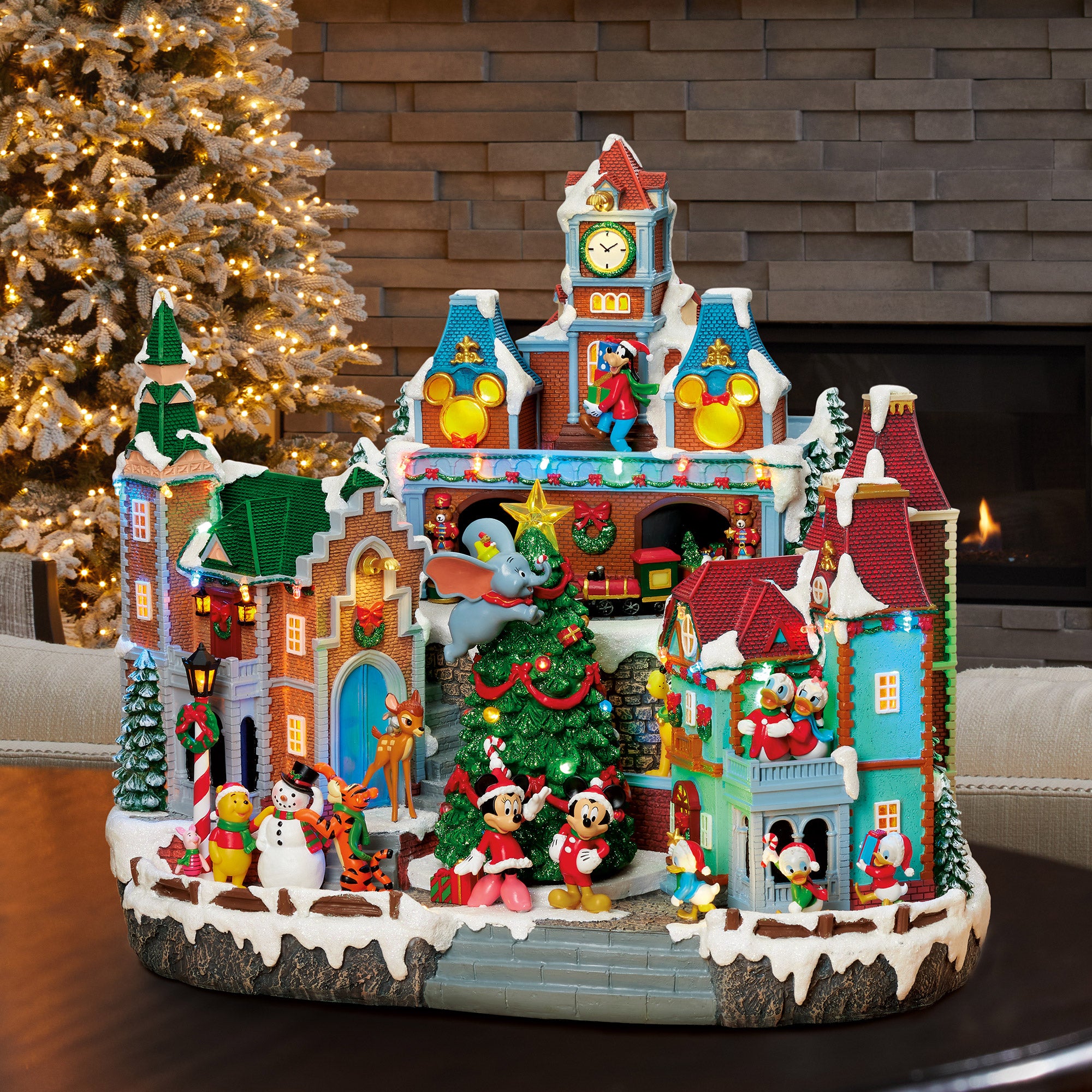 DISNEY ANIMATED HOLIDAY VILLAGE WITH TRAIN - Image 1