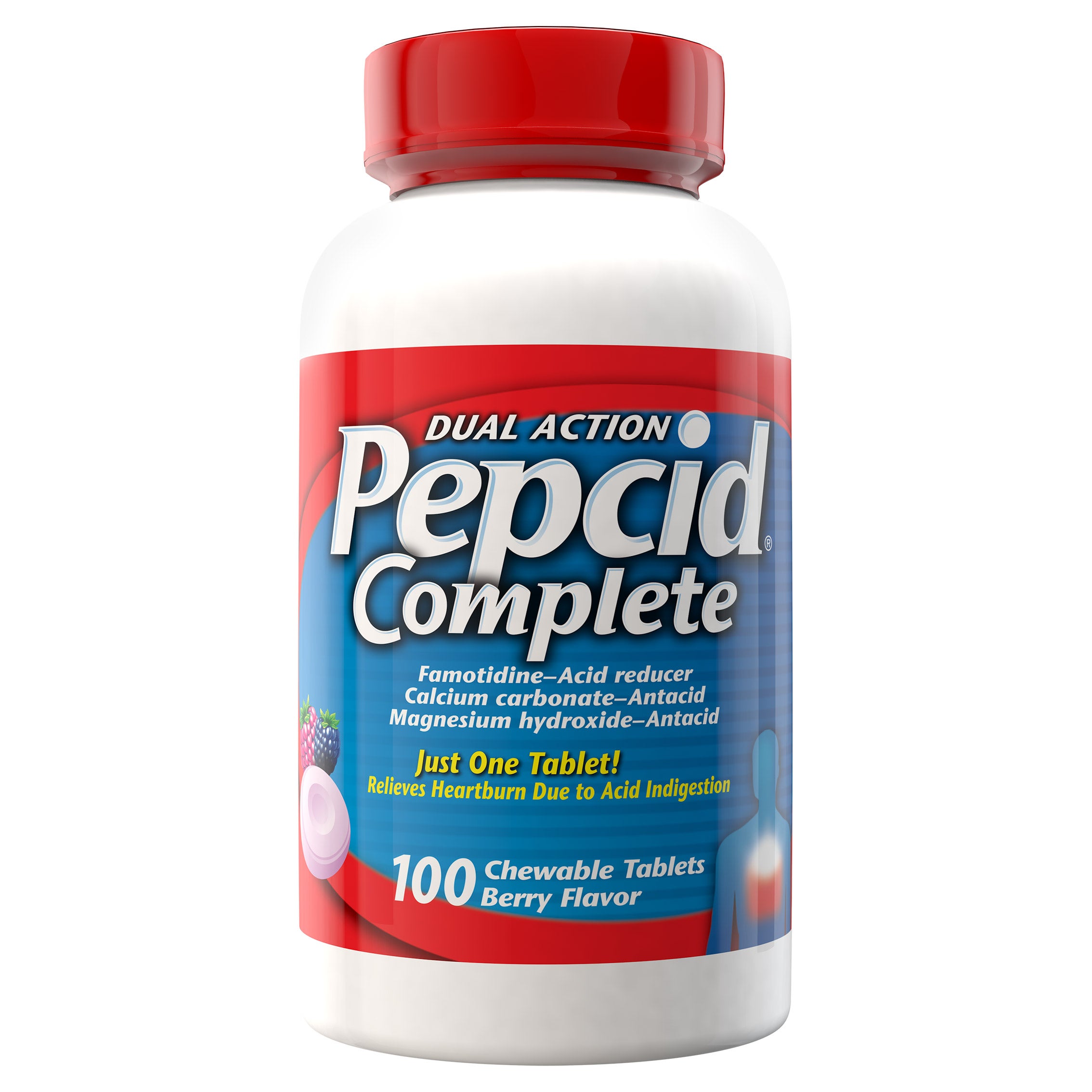 PEPCID COMPLETE DUAL ACTION BERRY CHEWABLES 100 TABLETS - Image 1