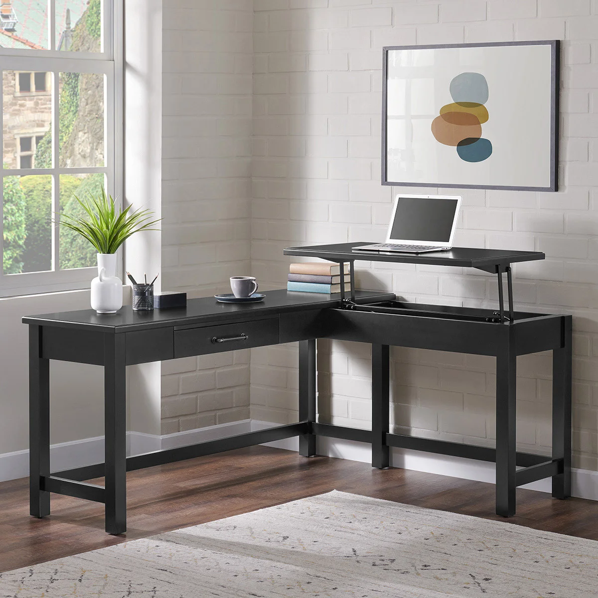 BAYSIDE FURNISHINGS HARRISON CORNER DESK WITH LIFT - Image 1