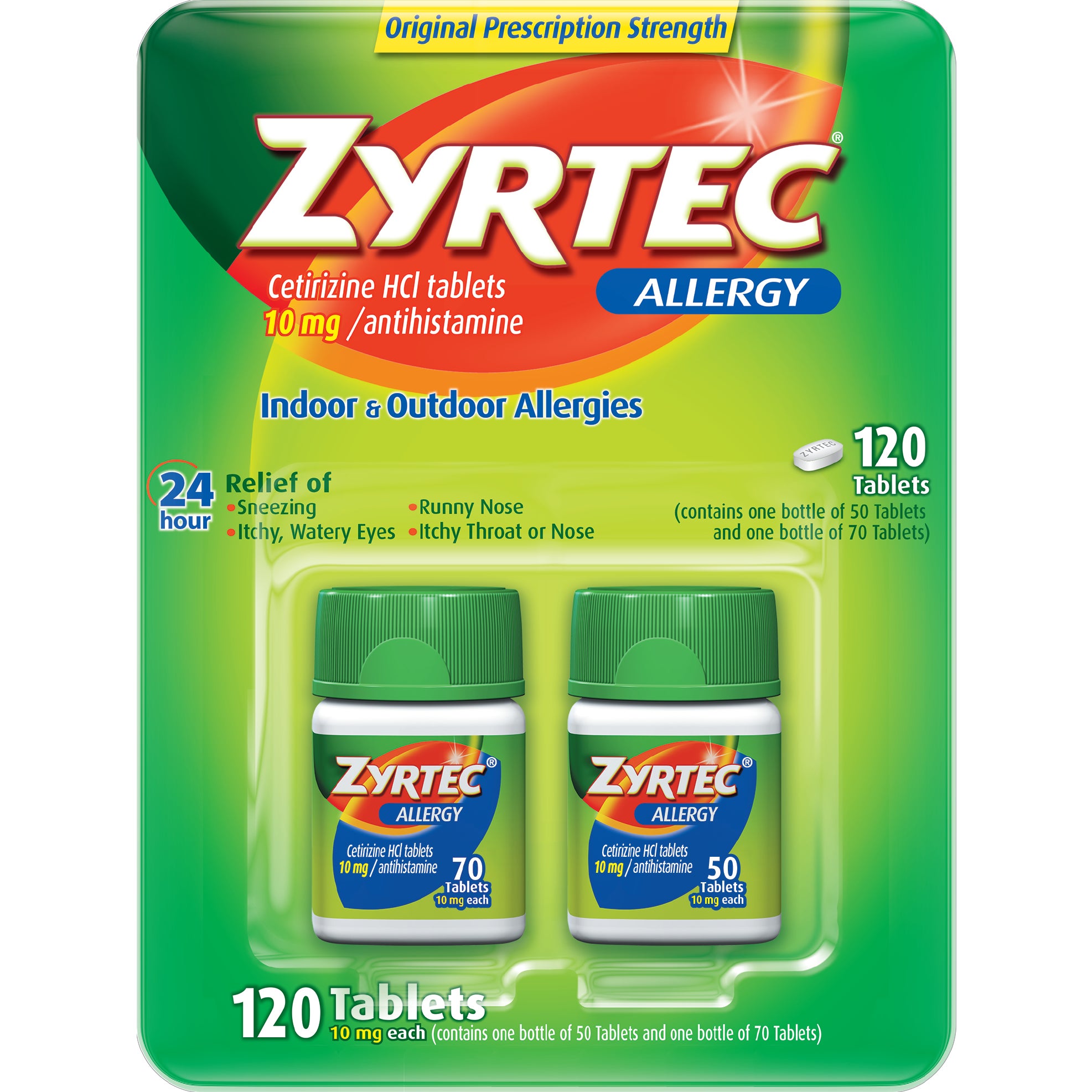 ZYRTEC ALLERGY 10MG TABLETS 120 COUNT - Image 1