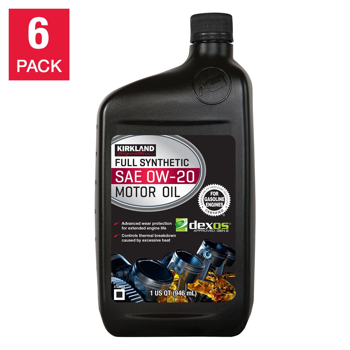 KIRKLAND SIGNATURE FULL SYNTHETIC 0W-20 6-1QT BOTTLES - Image 1