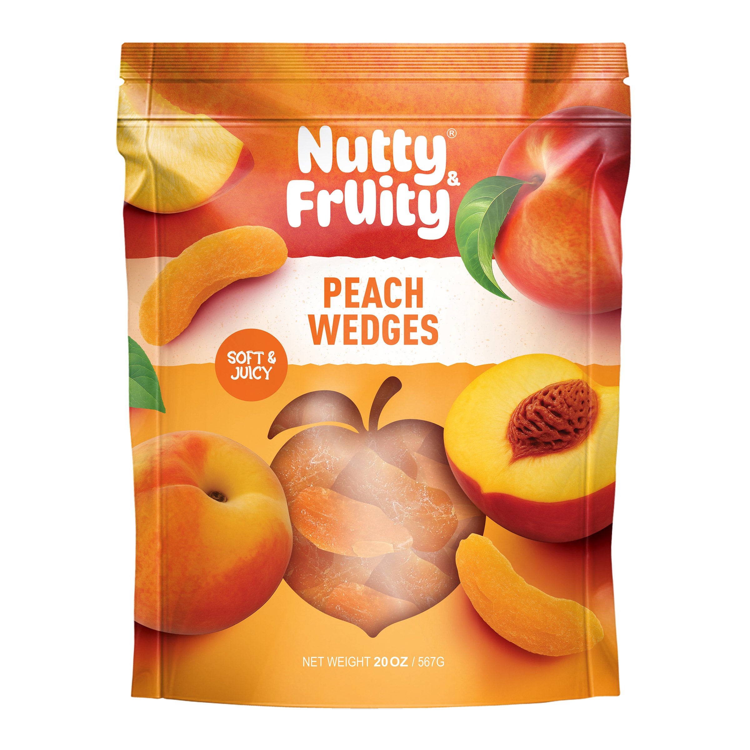NUTTY AND FRUITY DRIED PEACH WEDGES 20OZ