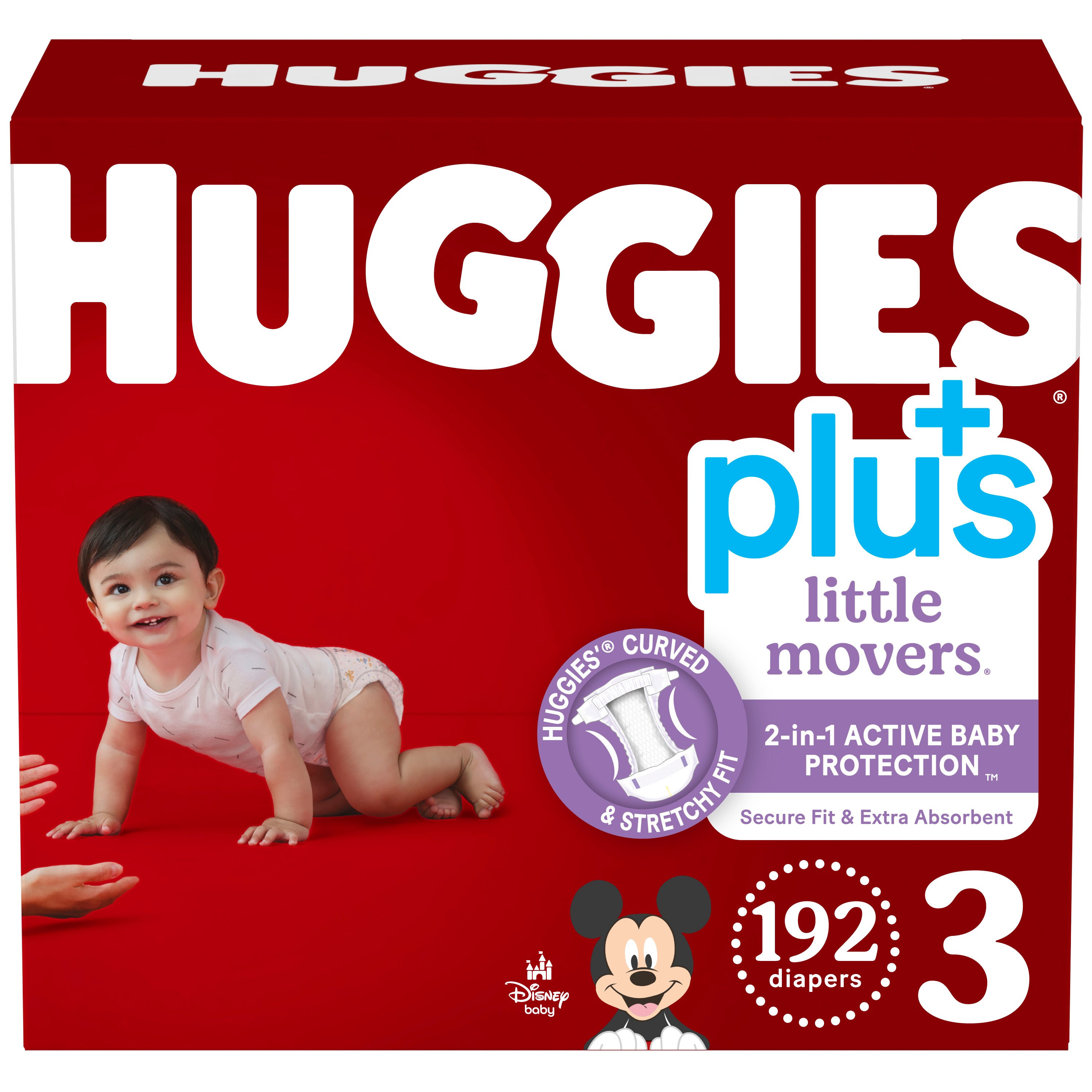 HUGGIES LITTLE MOVERS PLUS SIZE 3 - 192 COUNT - Image 1