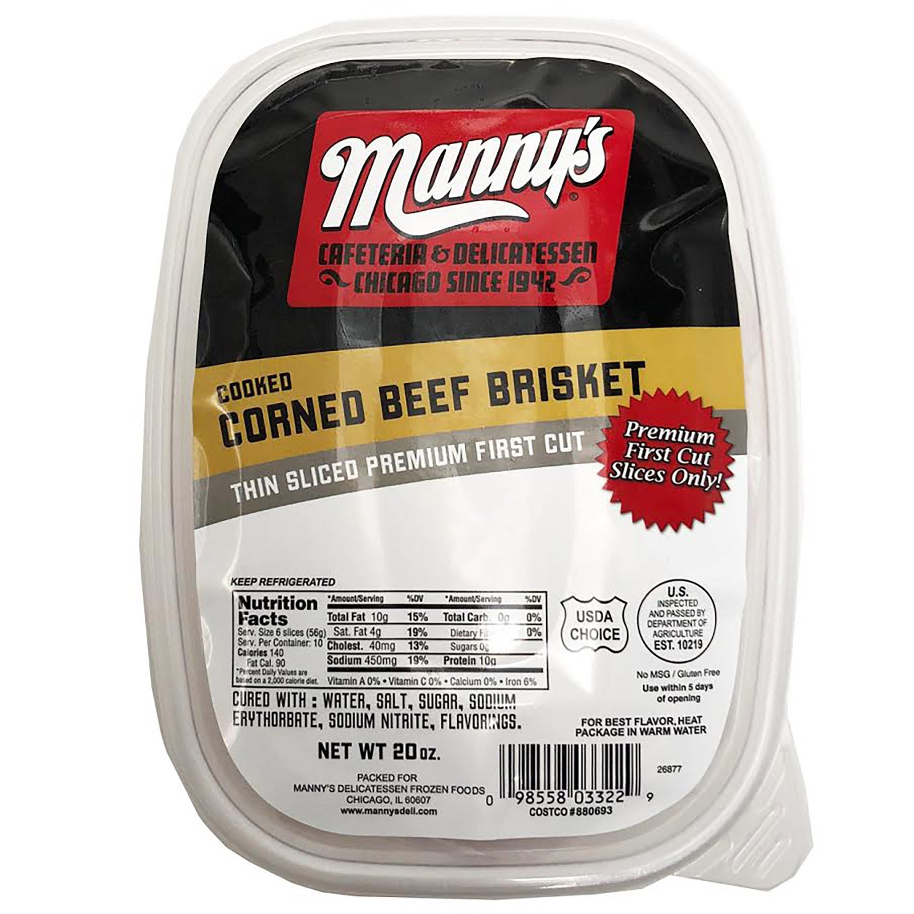 MANNY'S LEAN CORNED BEEF 20 OUNCE PACKAGE