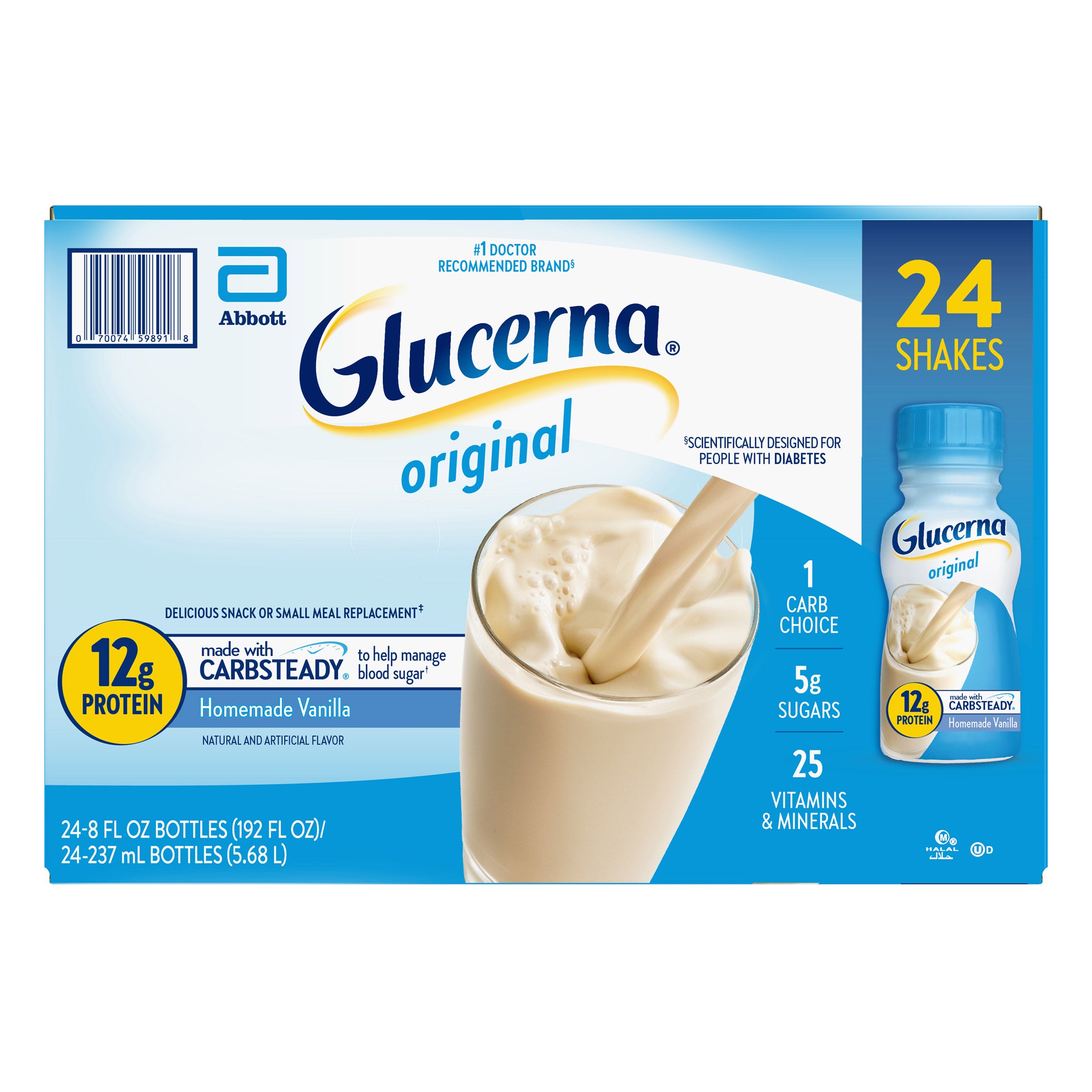 GLUCERNA DIABETIC NUTRITIONAL BEVERAGE VANILLA 24 X 8 OUNCE