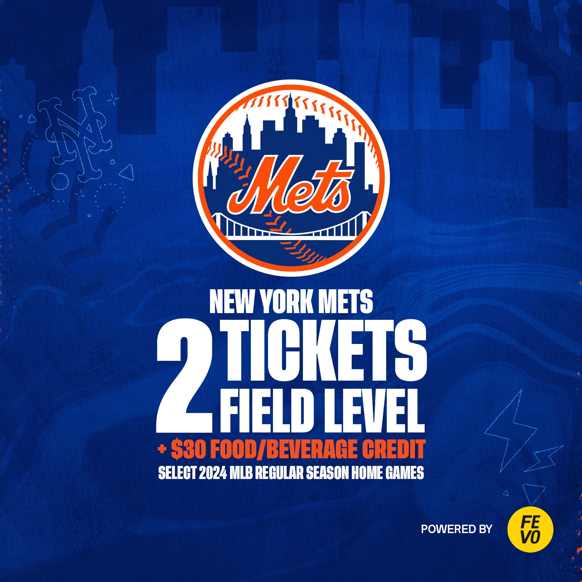 MLB- NEW YORK METS 2- 100 LEVEL TICKETS ITEM IS NON-REFUNDABLE