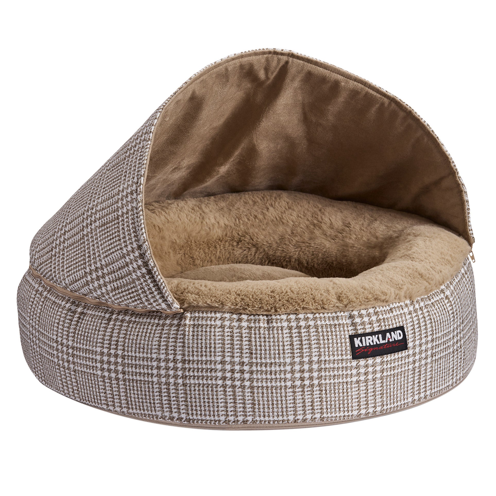 KIRKLAND SIGNATURE 22¨ ROUND PET BED WITH ZIP OFF HOOD