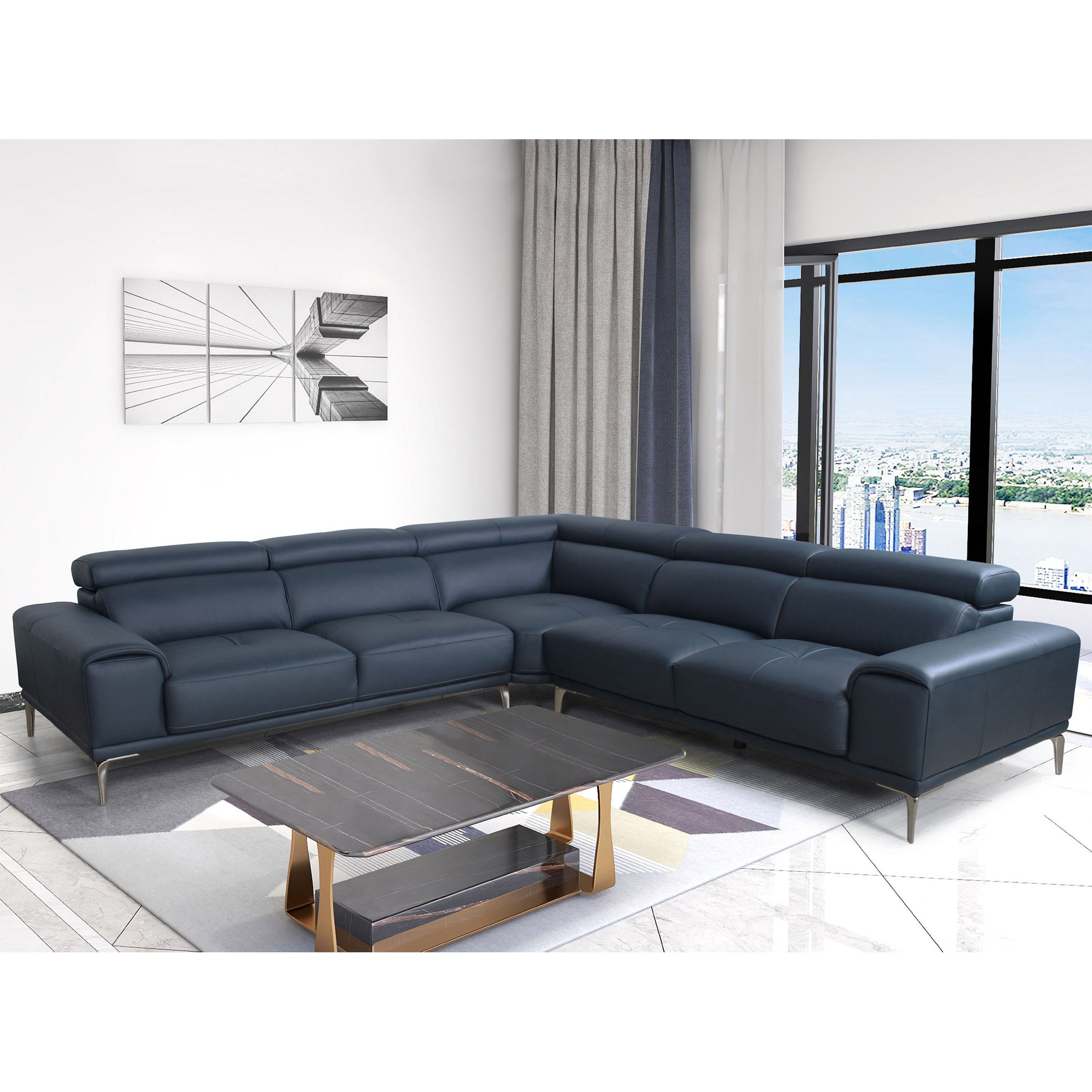 ABBYSON LIVING TOP-GRAIN LEATHER SECTIONAL
