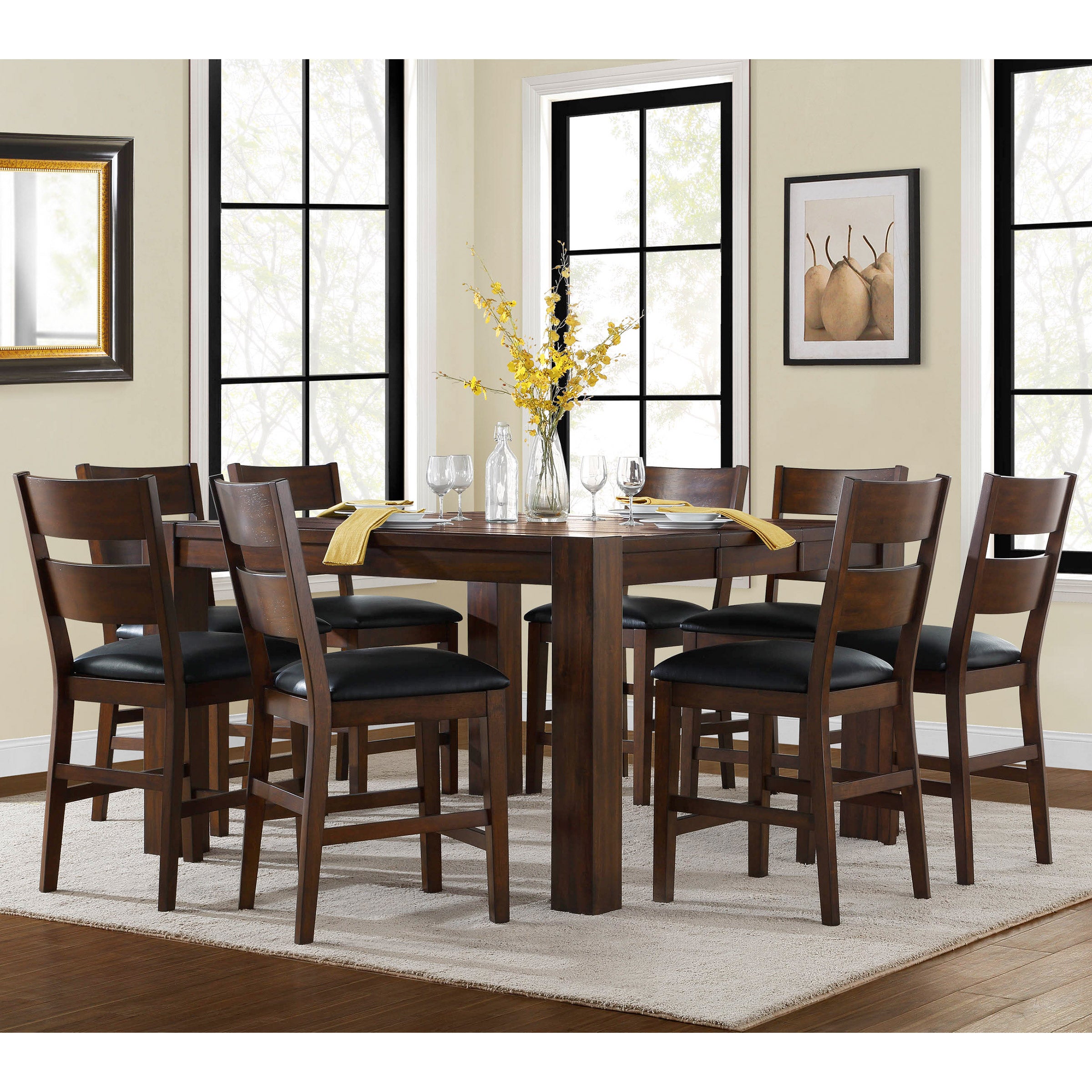 BAYSIDE FURNISHINGS 9PC COUNTER HEIGHT DINING SET - Image 1